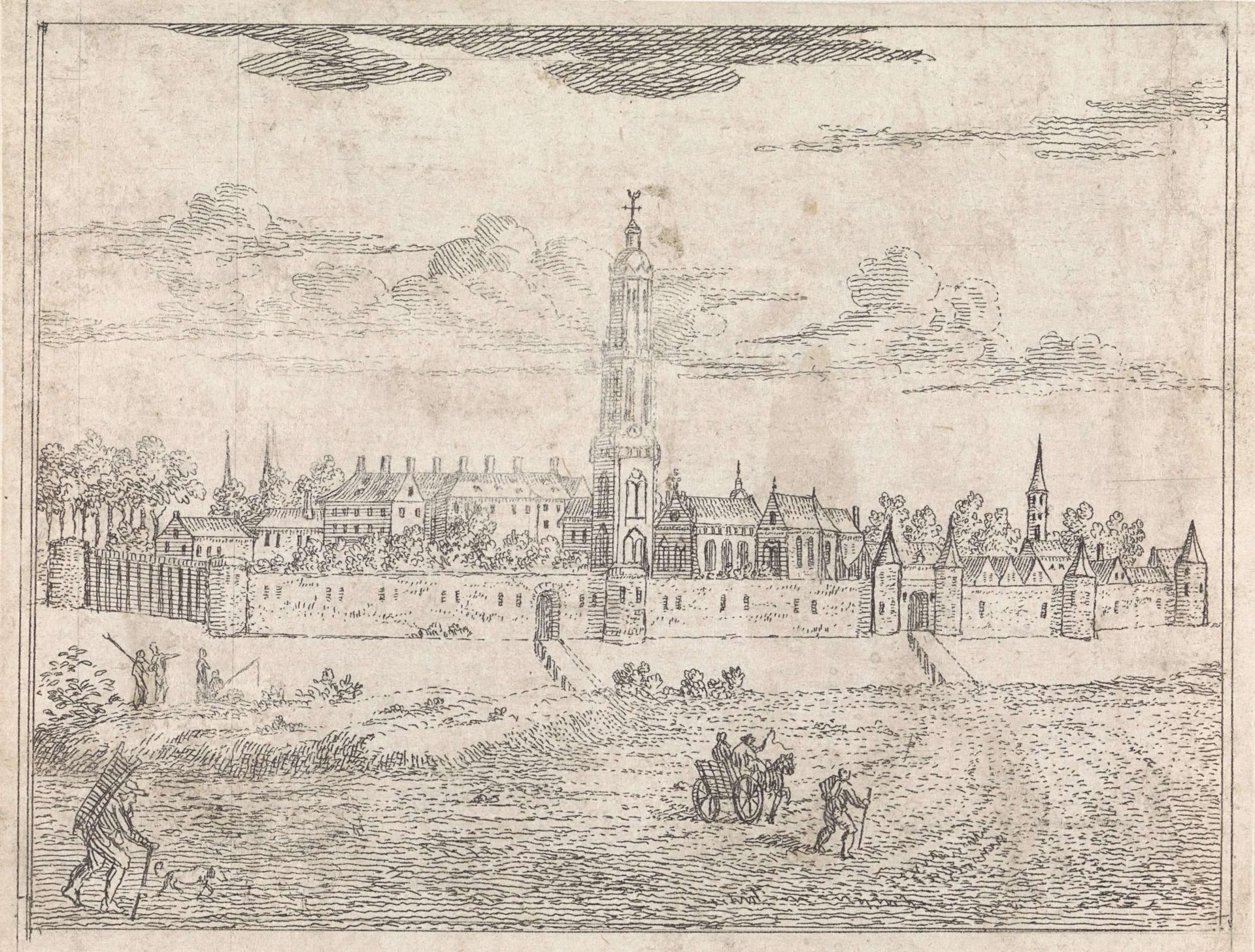 Gezicht op Rhenen by Abraham Zeeman