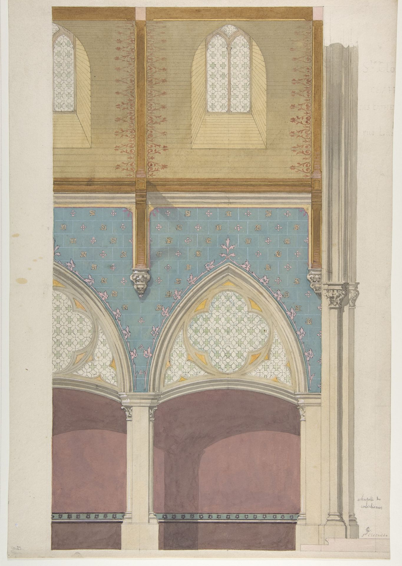 Elevation of Nave, Chapelle des Catéchismes, Ste Clothilde, Paris by Jules-Edmond-Charles Lachaise