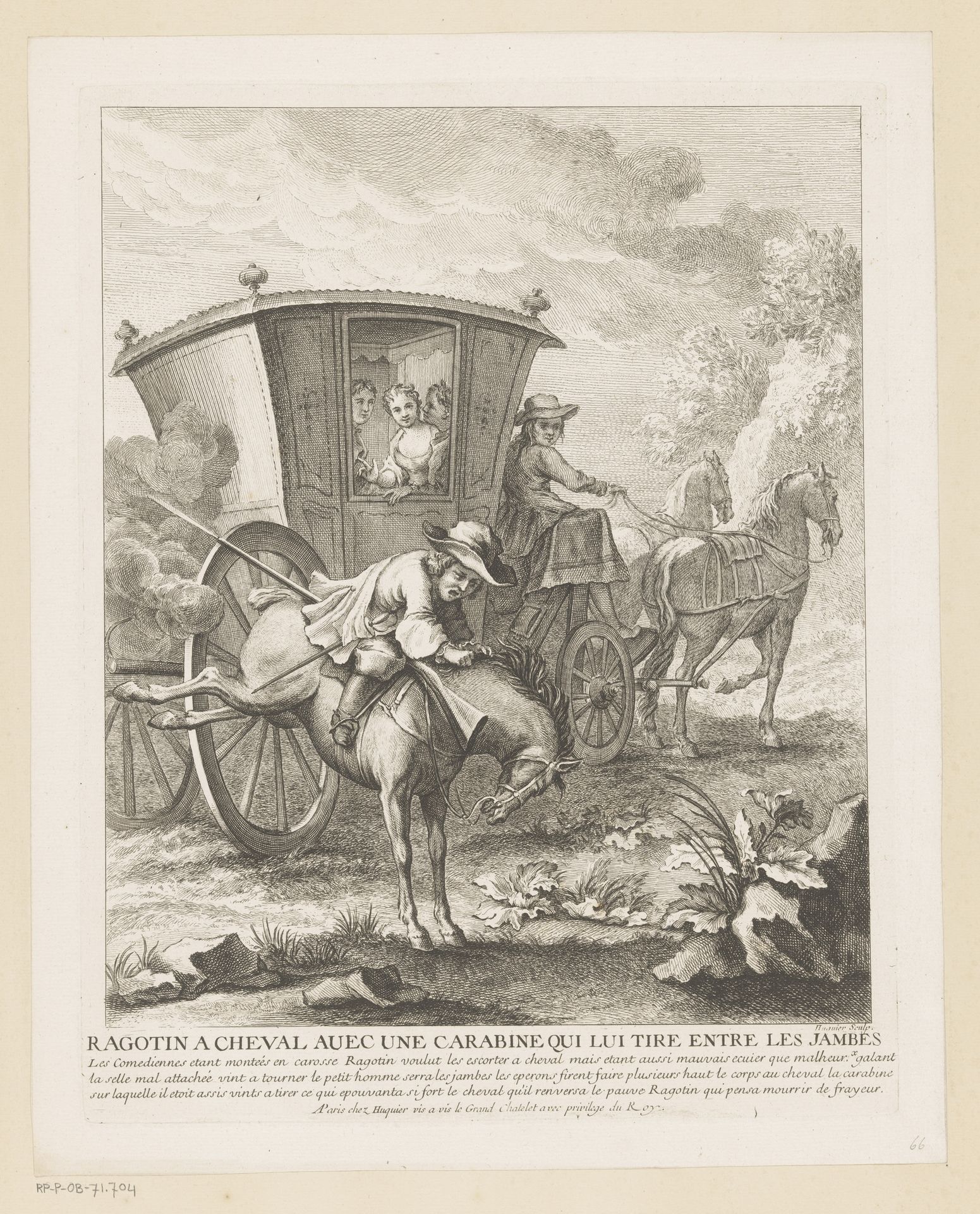 Ragotin op een paard by Gabriel Huquier