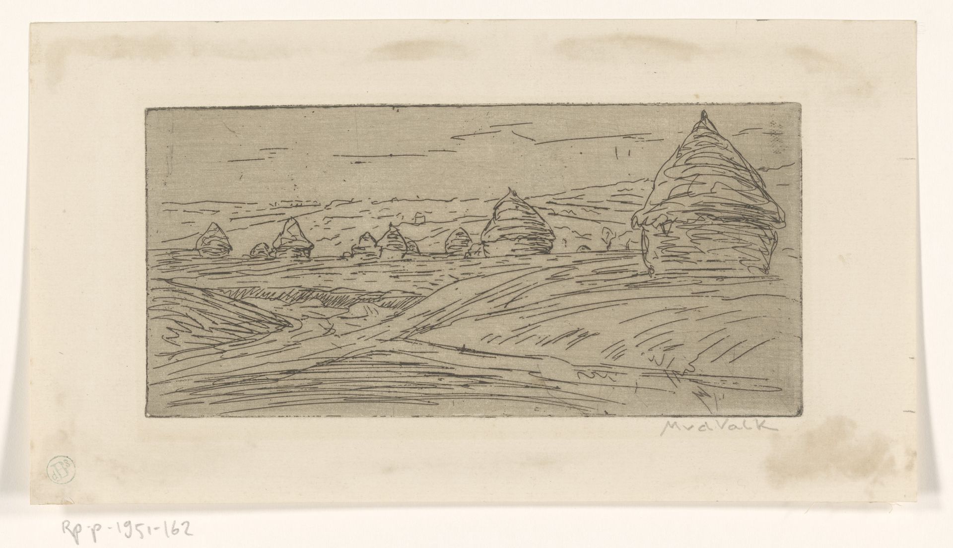 Veld met hooioppers by Maurits van der Valk