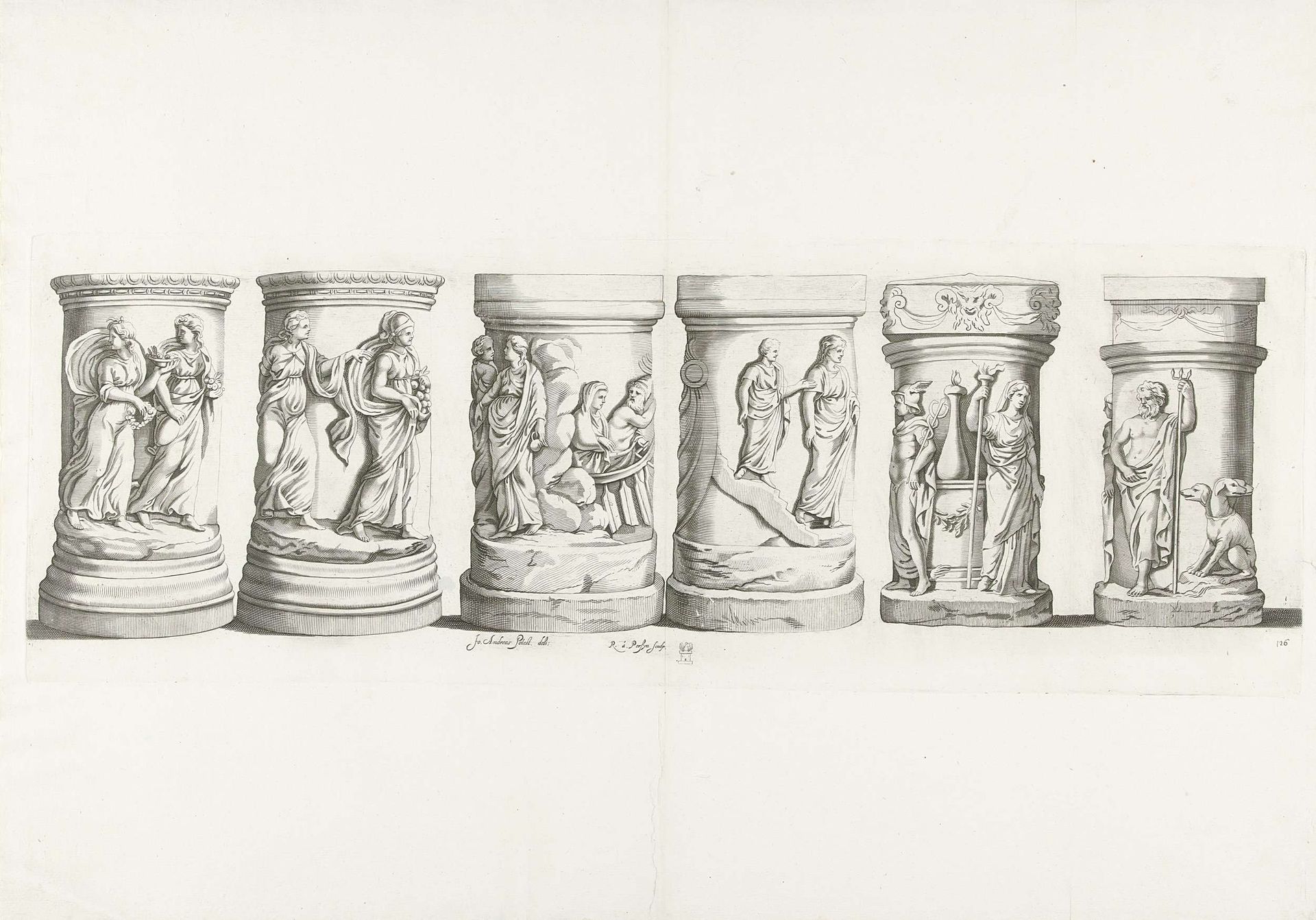 Zuilen waarop de geschiedenis van Pluto en Proserpina by Reinier van Persijn