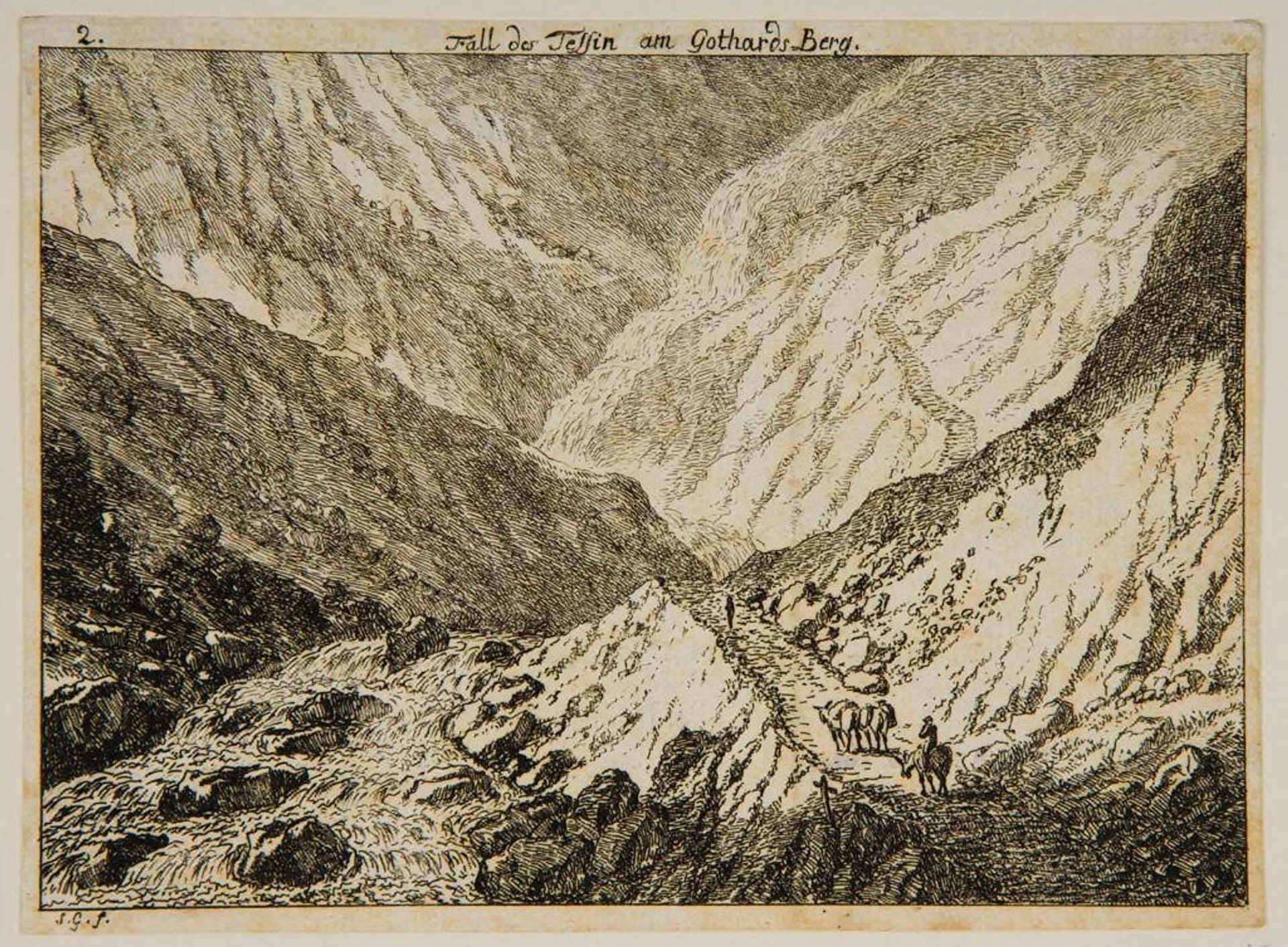 Falls of the Ticino, Mount Saint Gothard by Salomon Gessner