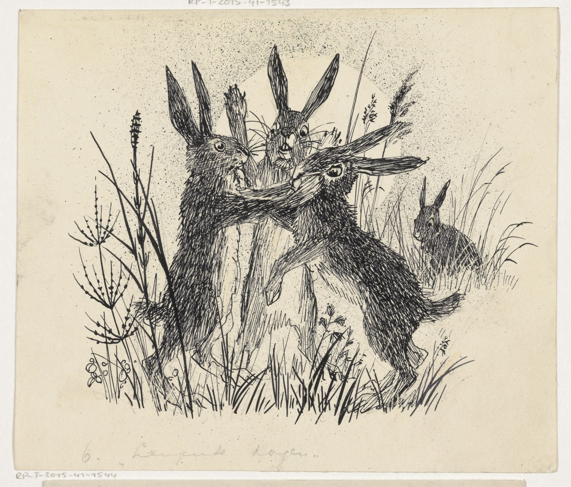Vechtende hazen by Henri Verstijnen