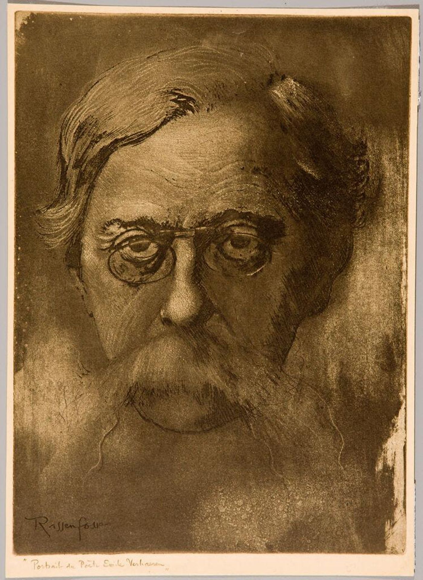 Emile Verhaeren with Pince Nez by AndrÃ© Louis Armand Rassenfosse