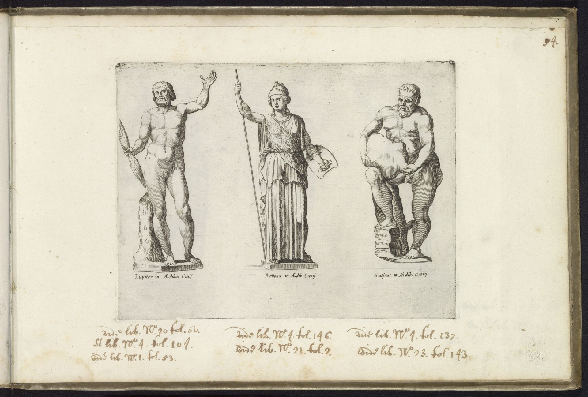 Sculpturen van Jupiter, Bellona en Silenus met een wijnzak by Anonymous