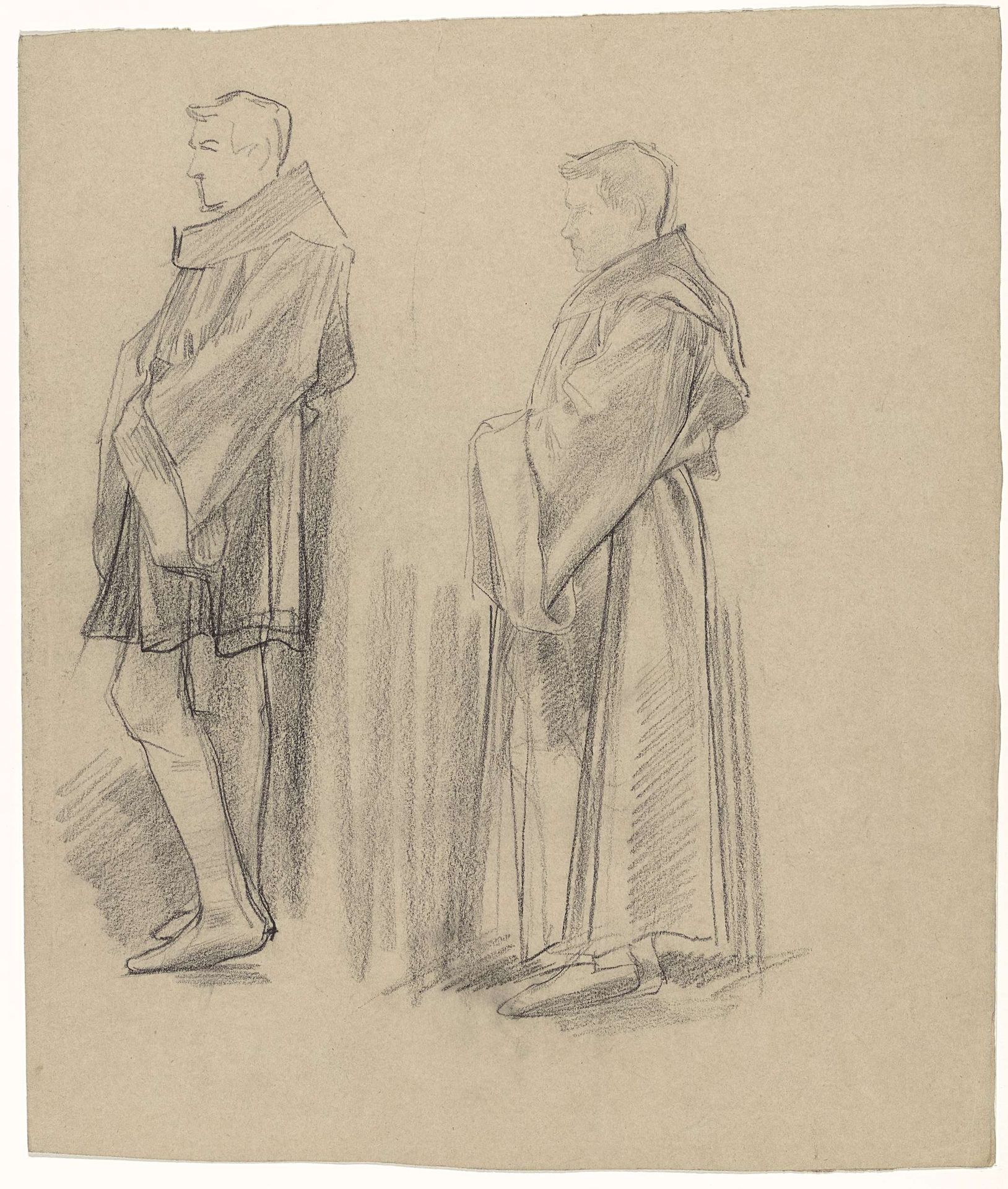 Voorstudie voor de Eerste Bossche Wand: twee studies van een monnik by Antoon Derkinderen