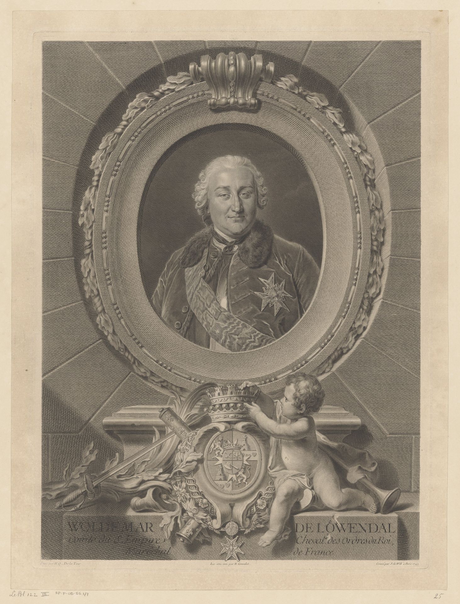 Portret van Ulrich van Löwendal by Johann Georg Wille