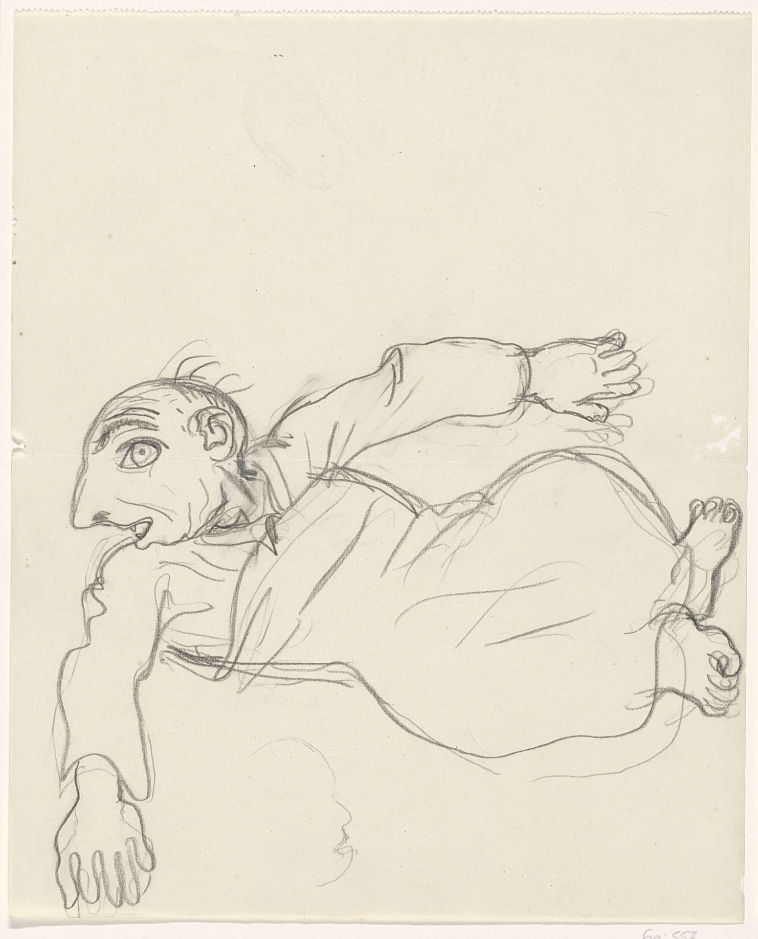 Karikatuur van Leo Gestel op zijn ziekbed by Leo Gestel