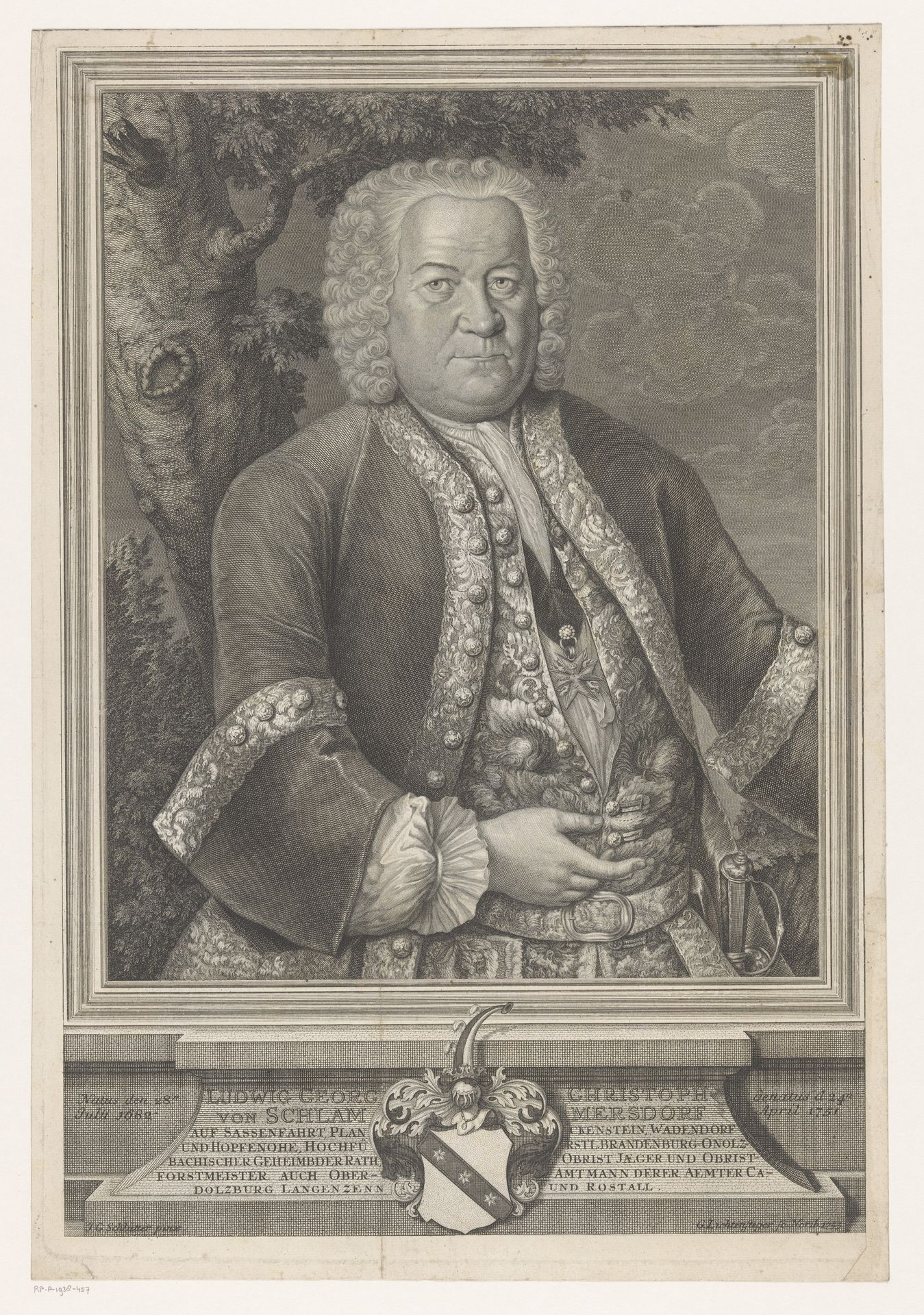 Portret van Ludwig Georg Christoph von Schlammersdorf by Georg Lichtensteger