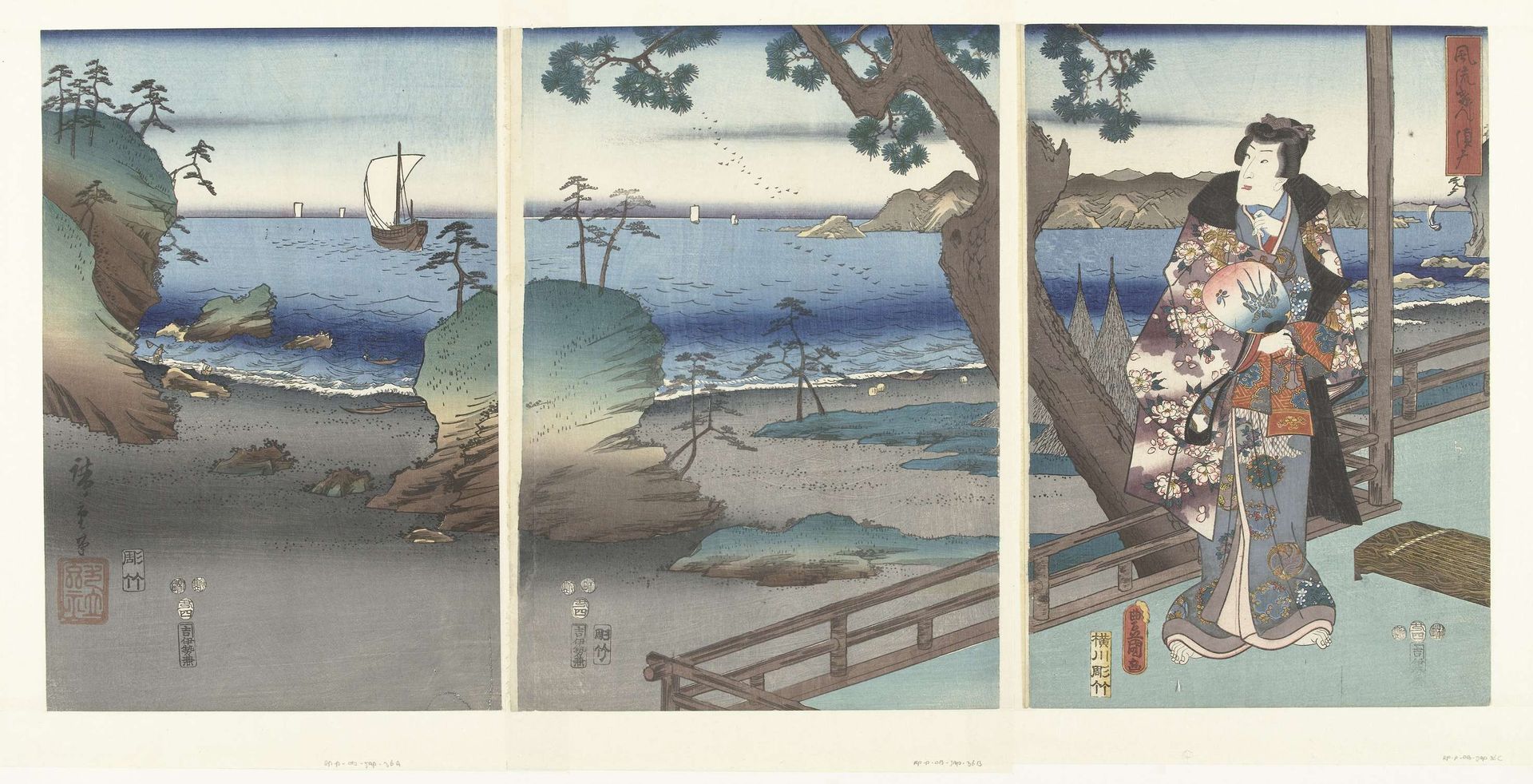 De elegante prins Genji te Suma by Utagawa Hiroshige (I)