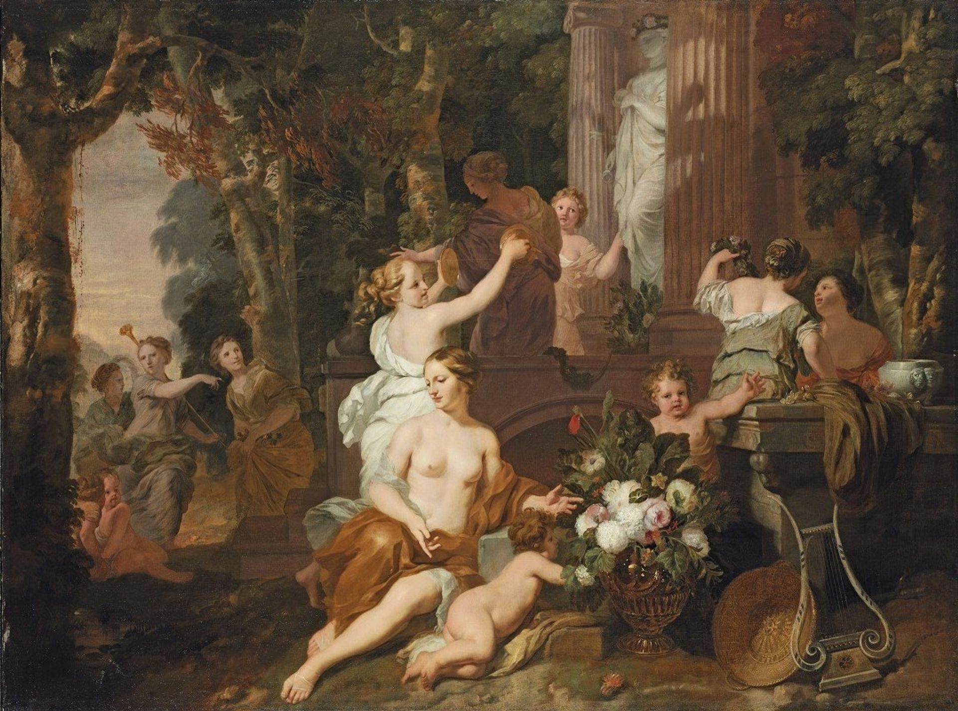 Nymphs And Bacchantes Paying Homage At The Temple Of Flora by Gerard de Lairesse