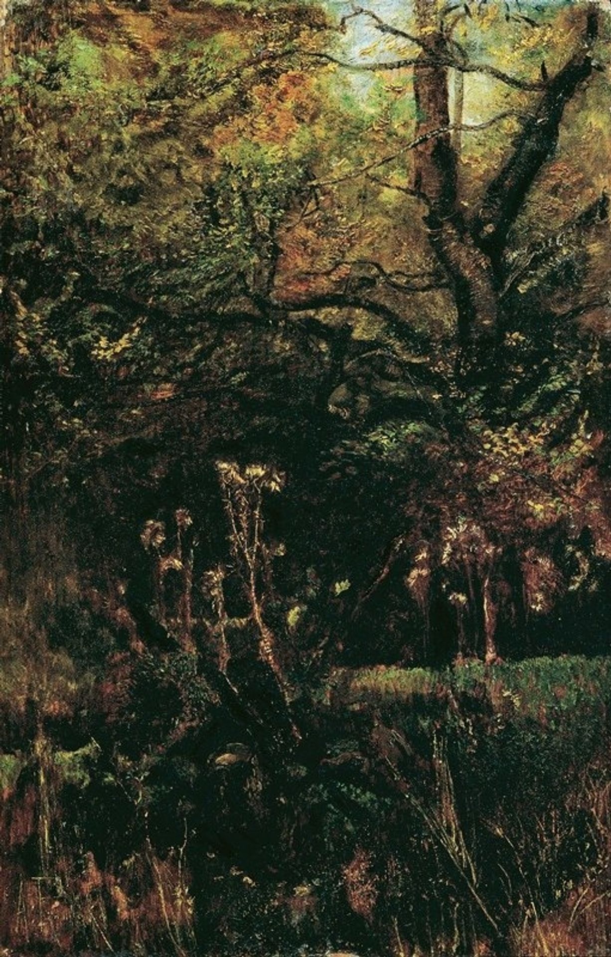 Waldlichtung mit Disteln by Anton Romako