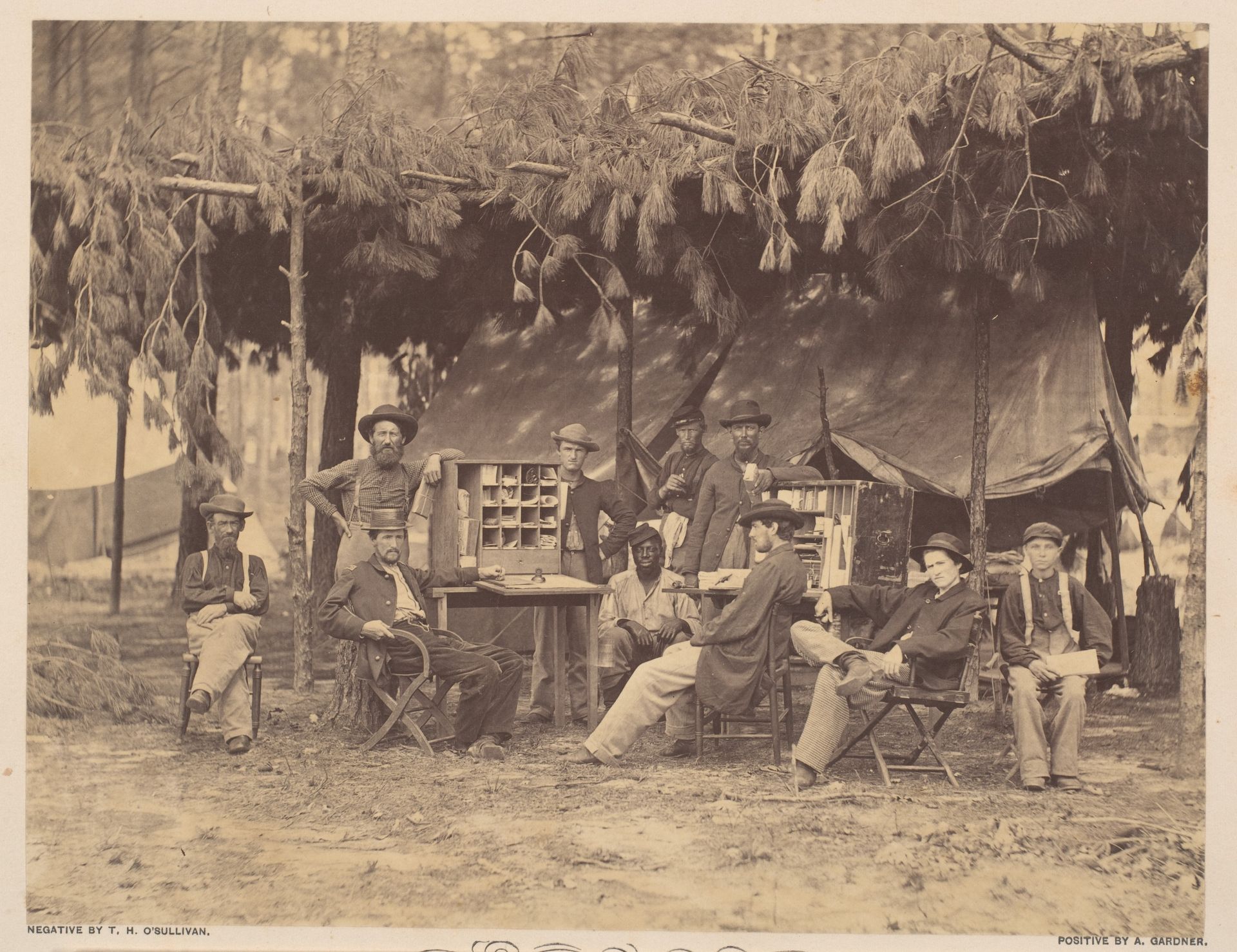 Chief Officer and Clerks of the Ambulance Department, 9th Army Corps, in Front of Petersburg, Virginia by Timothy O'Sullivan