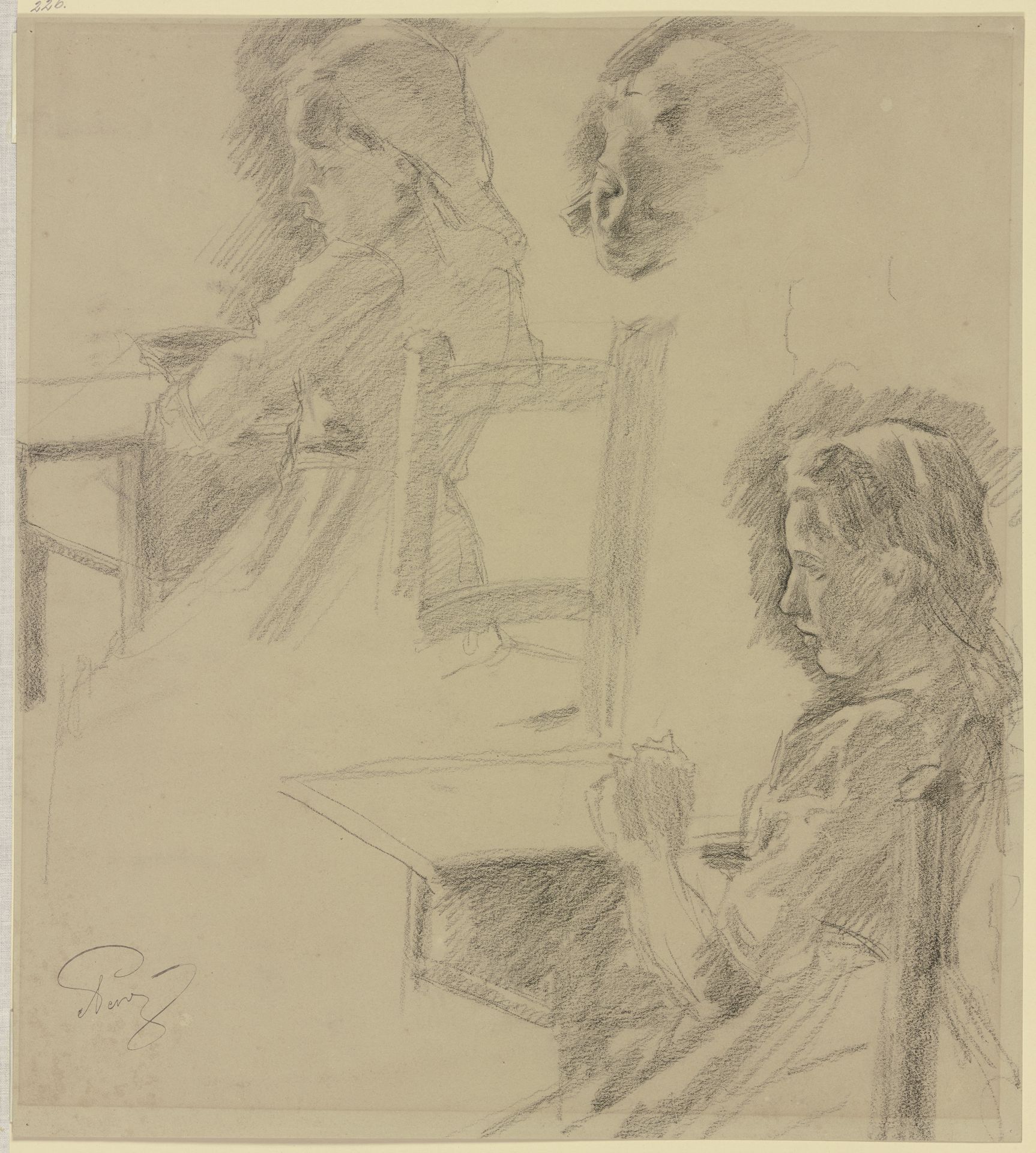 Girl at the sewing table by Alois Johann Penz