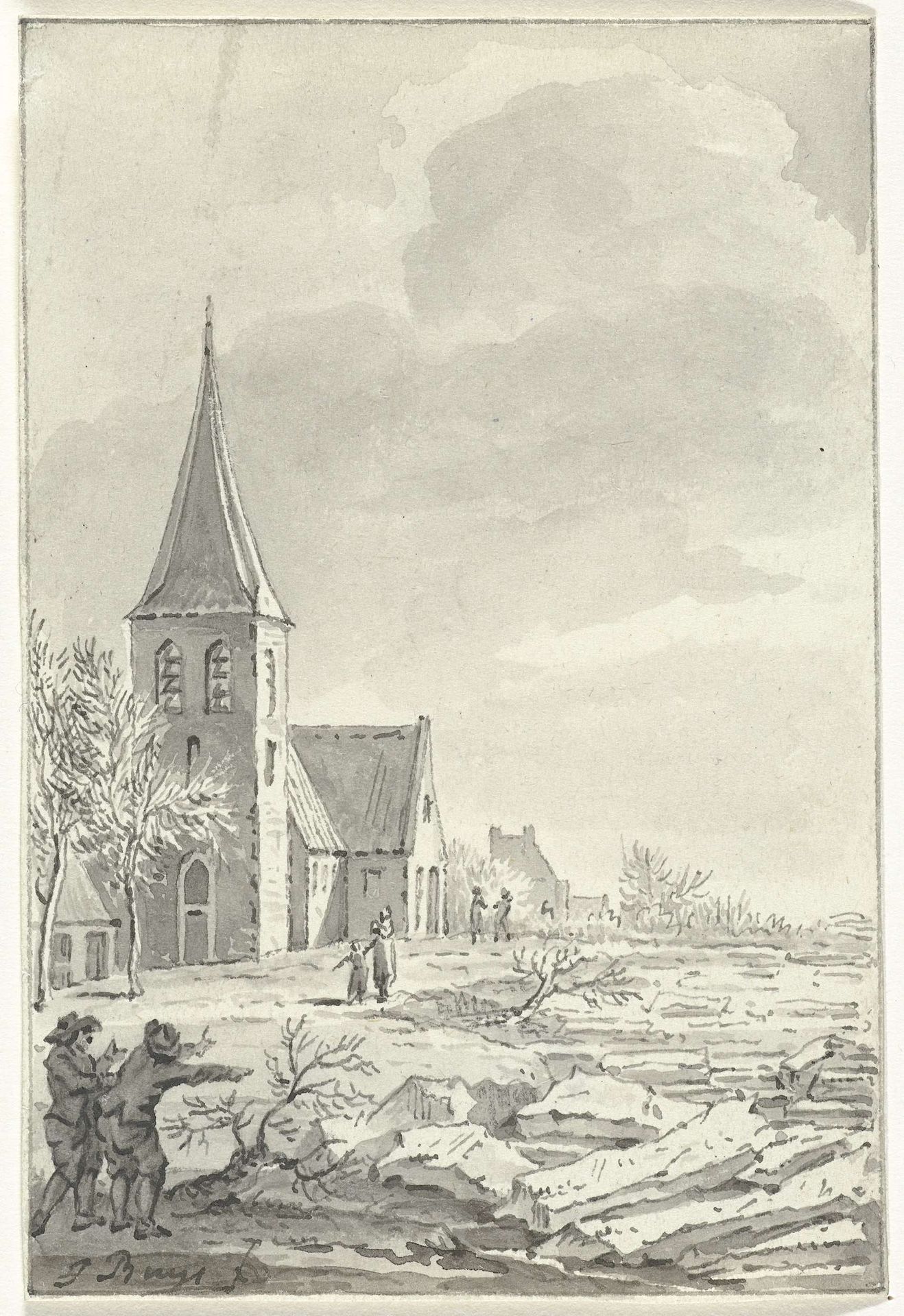 Zware ijsgang in de Waal, 23 januari 1789 by Jacobus Buys