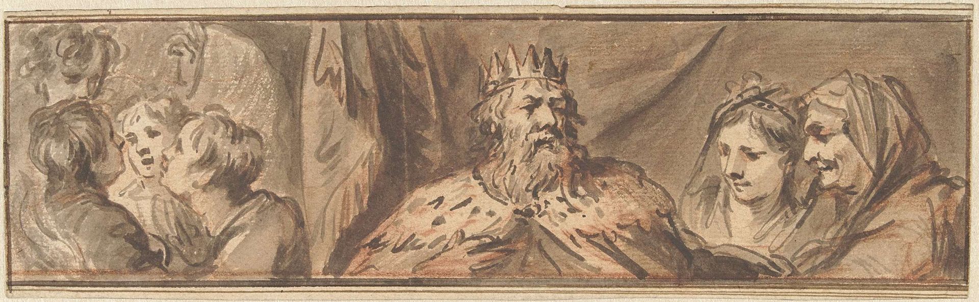 Koningsfiguur en de jongelingen in de oven by Jacob de Wit