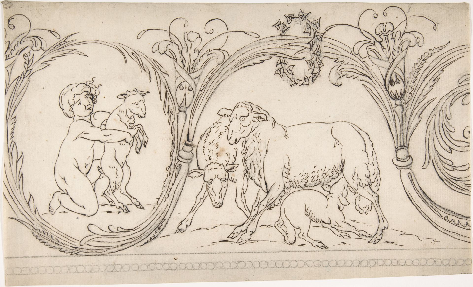 Ornament Containing a Boy and some Sheep by Anonymous