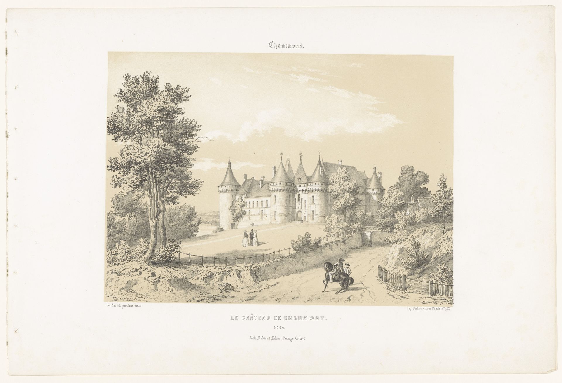 Zicht op het kasteel van Chaumont-sur-Loire by Léon Auguste Asselineau