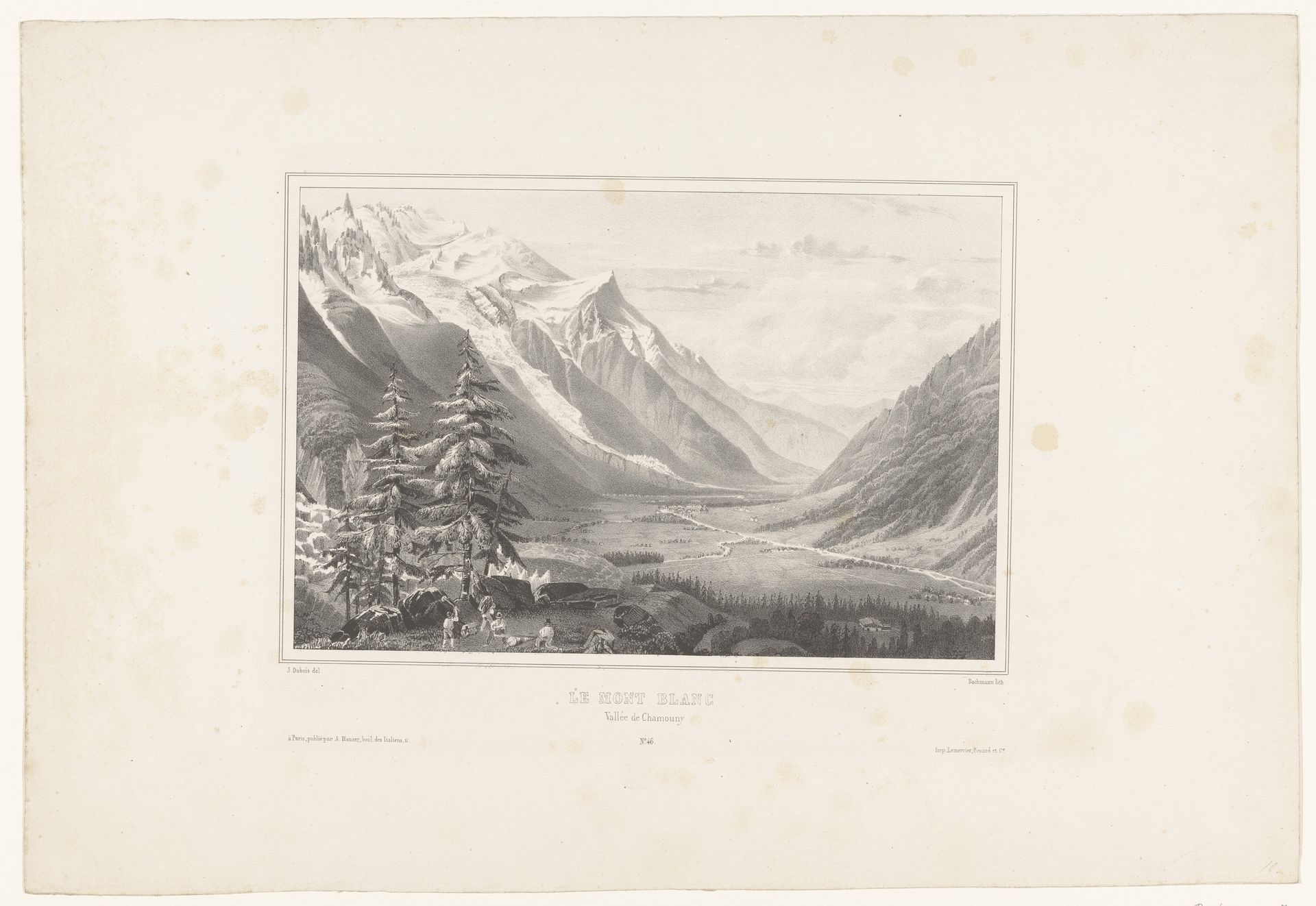 Zicht op de Mont Blanc vanuit de vallei van Chamonix by John Bachmann