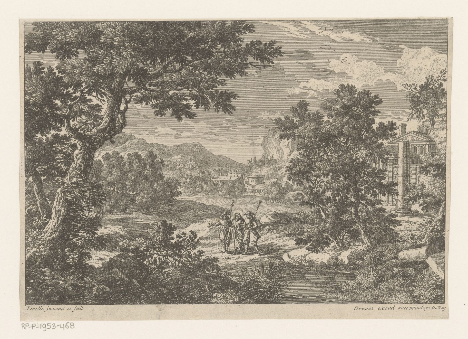 Landschap met de Emmaüsgangers by Nicolas Perelle