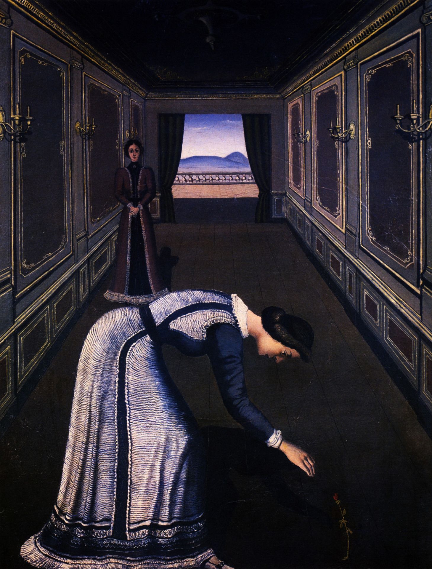 Femme a la Rose by Paul Delvaux
