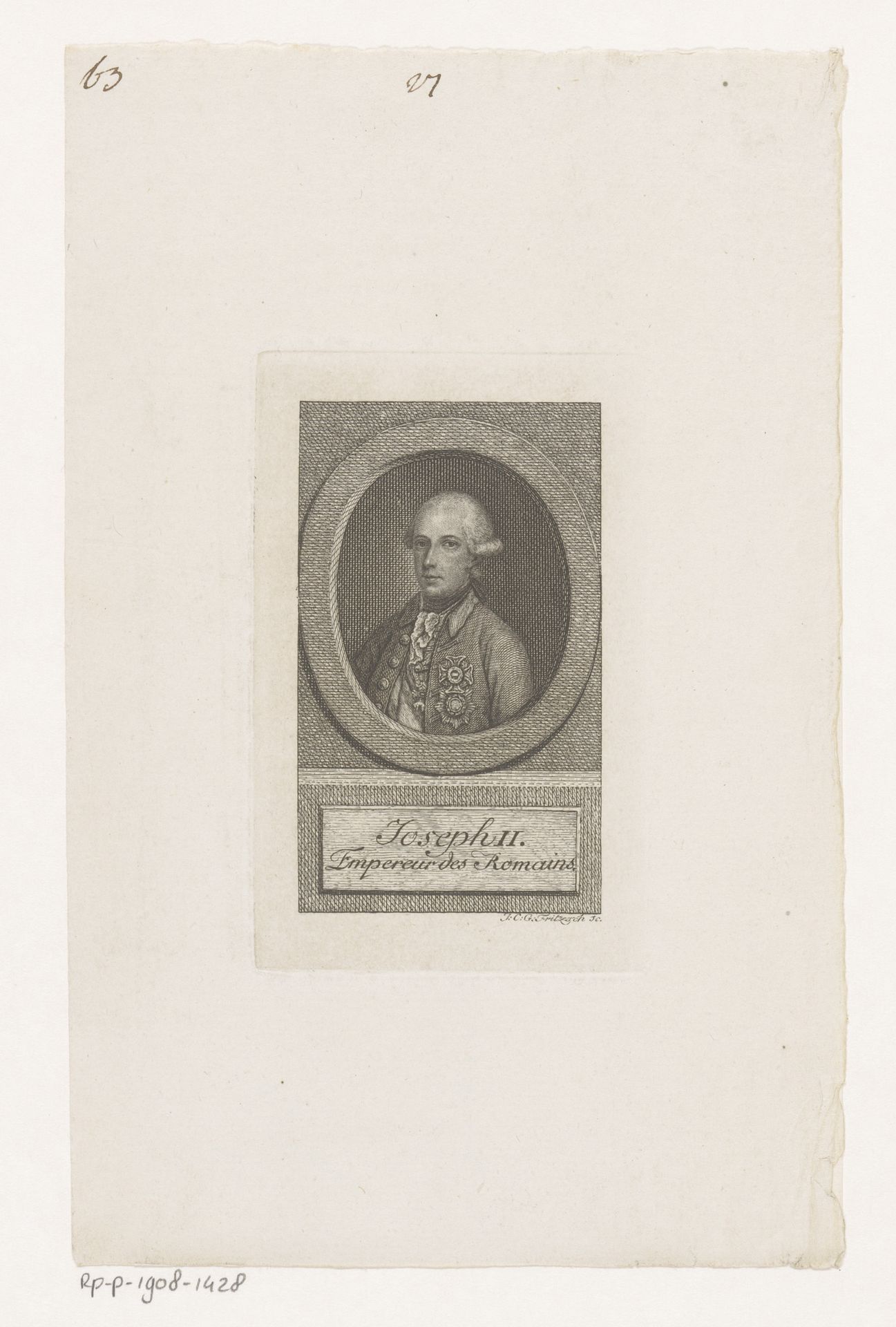 Portret van Jozef II by Johann Christian Gottfried Fritzsch