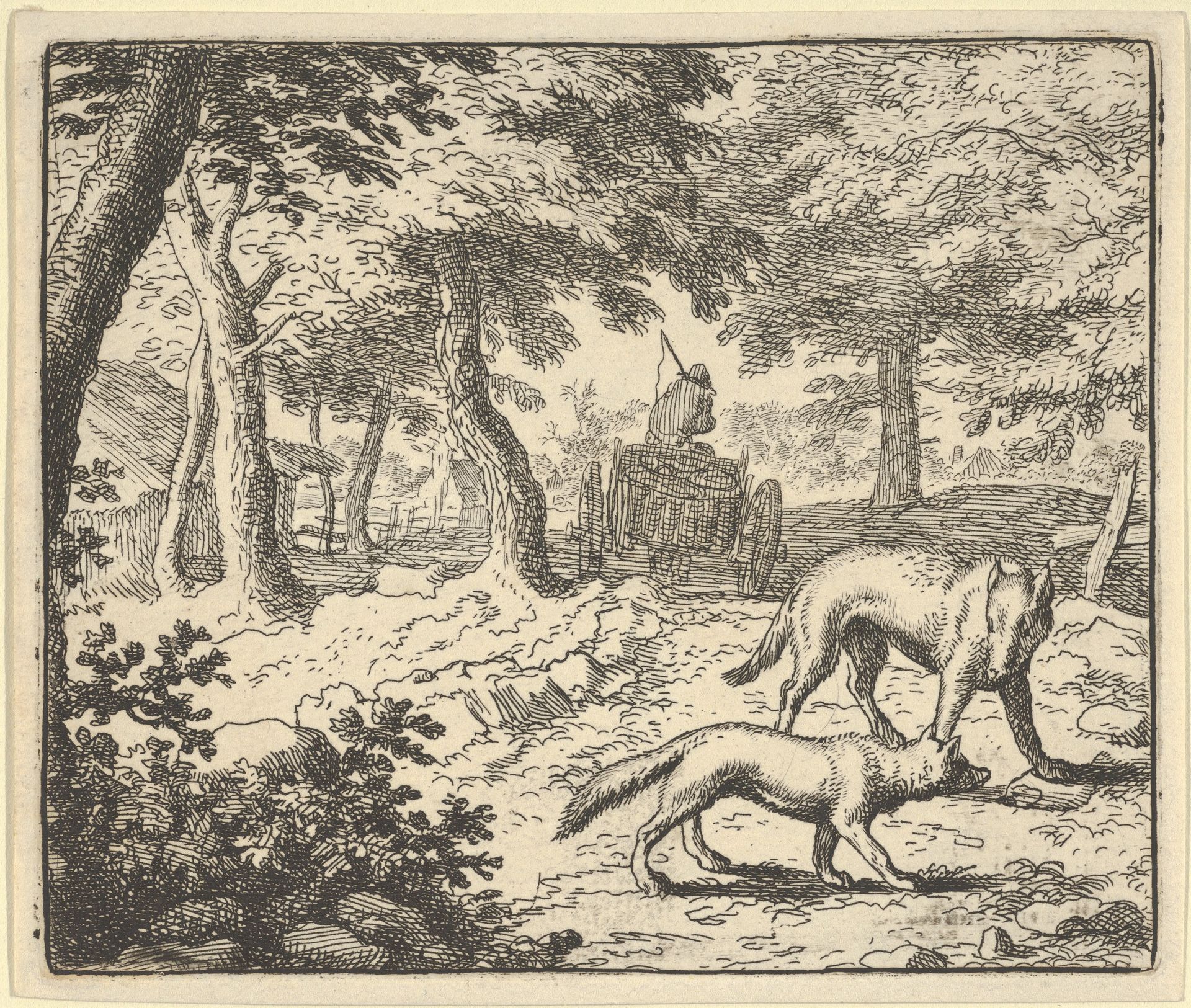 The Wolf Accuses Renard of Eating the Fish that He Stole from Hendrick van Alcmar's Renard The Fox by Allart van Everdingen