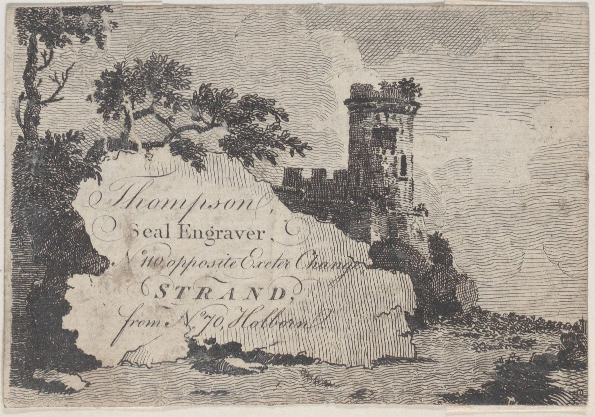 Trade Card for Thompson, Seal Engraver by Anonymous