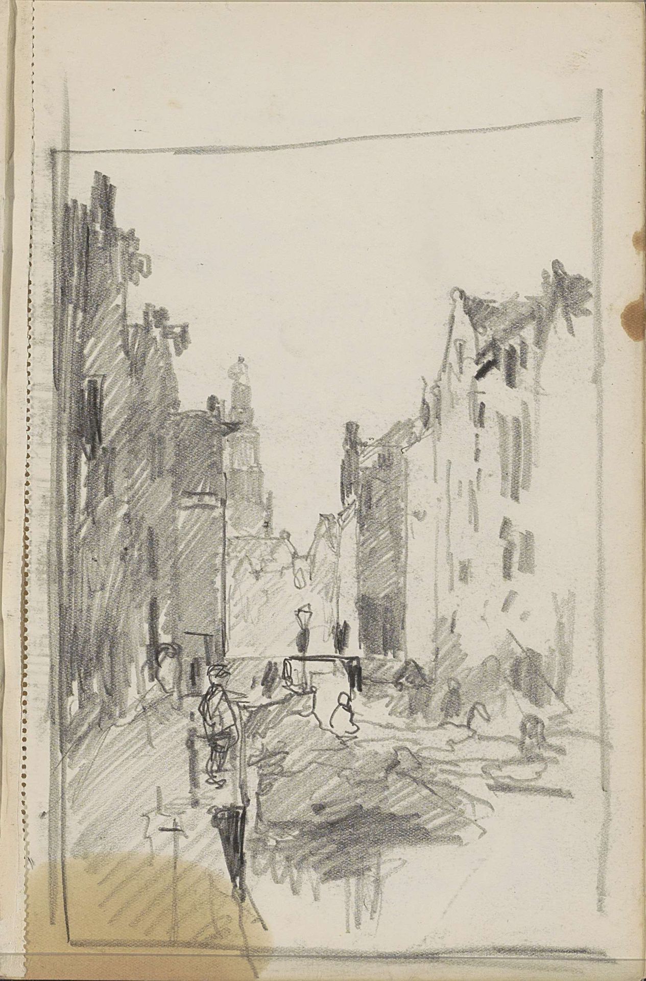 Oudezijds Kolk met de brug in de Zeedijk by Cornelis Vreedenburgh