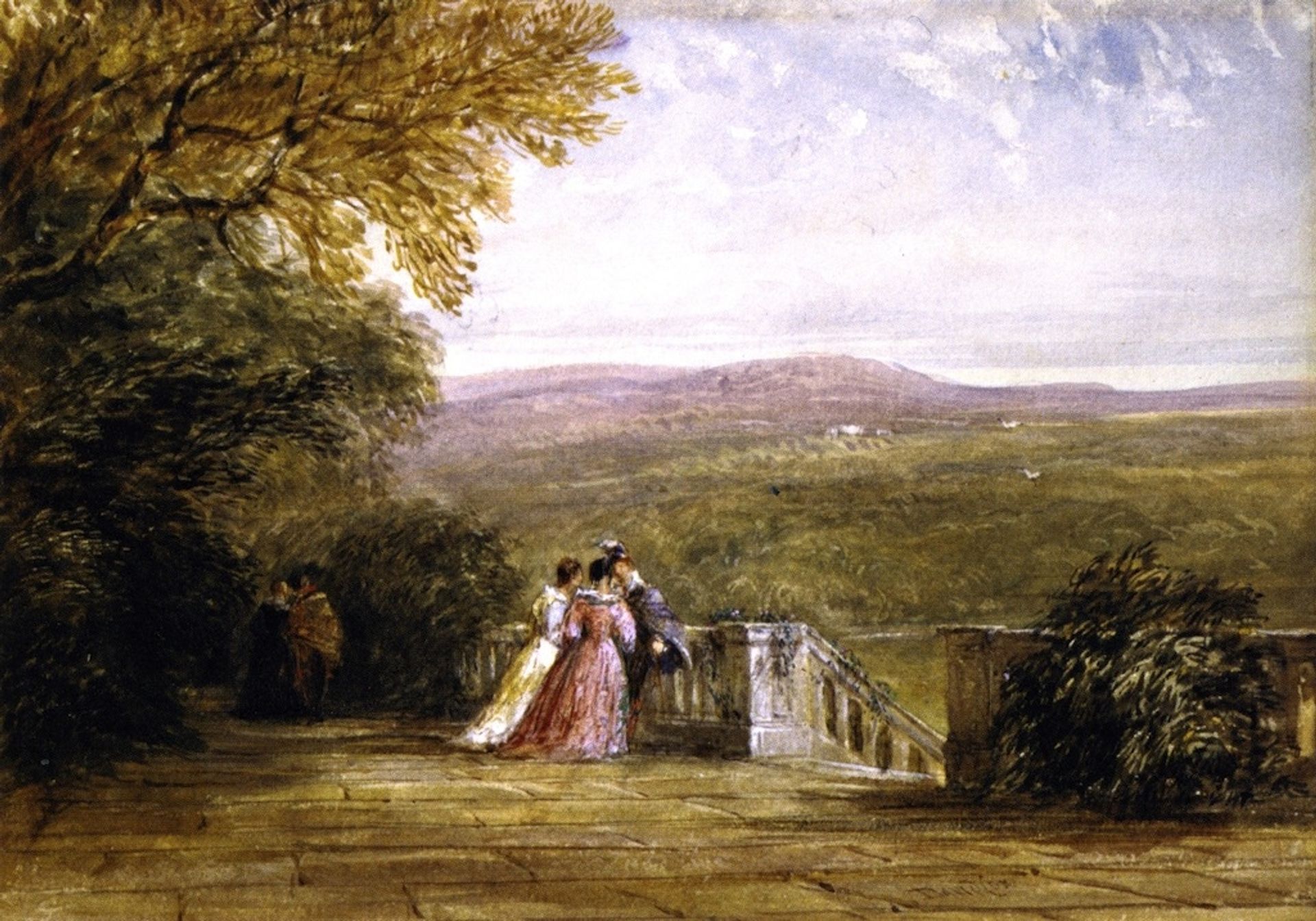A Terrace, with Figures, Haddon Hall by David Cox