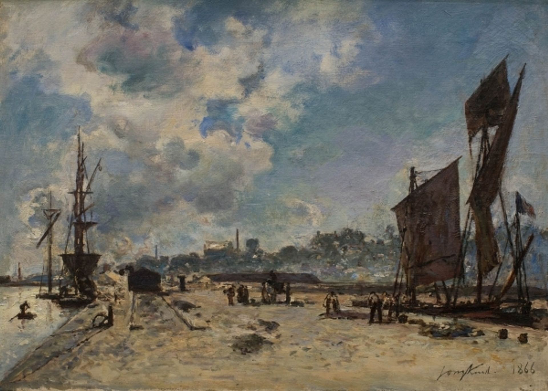 The Harbour in Harfleur by Johan Barthold Jongkind
