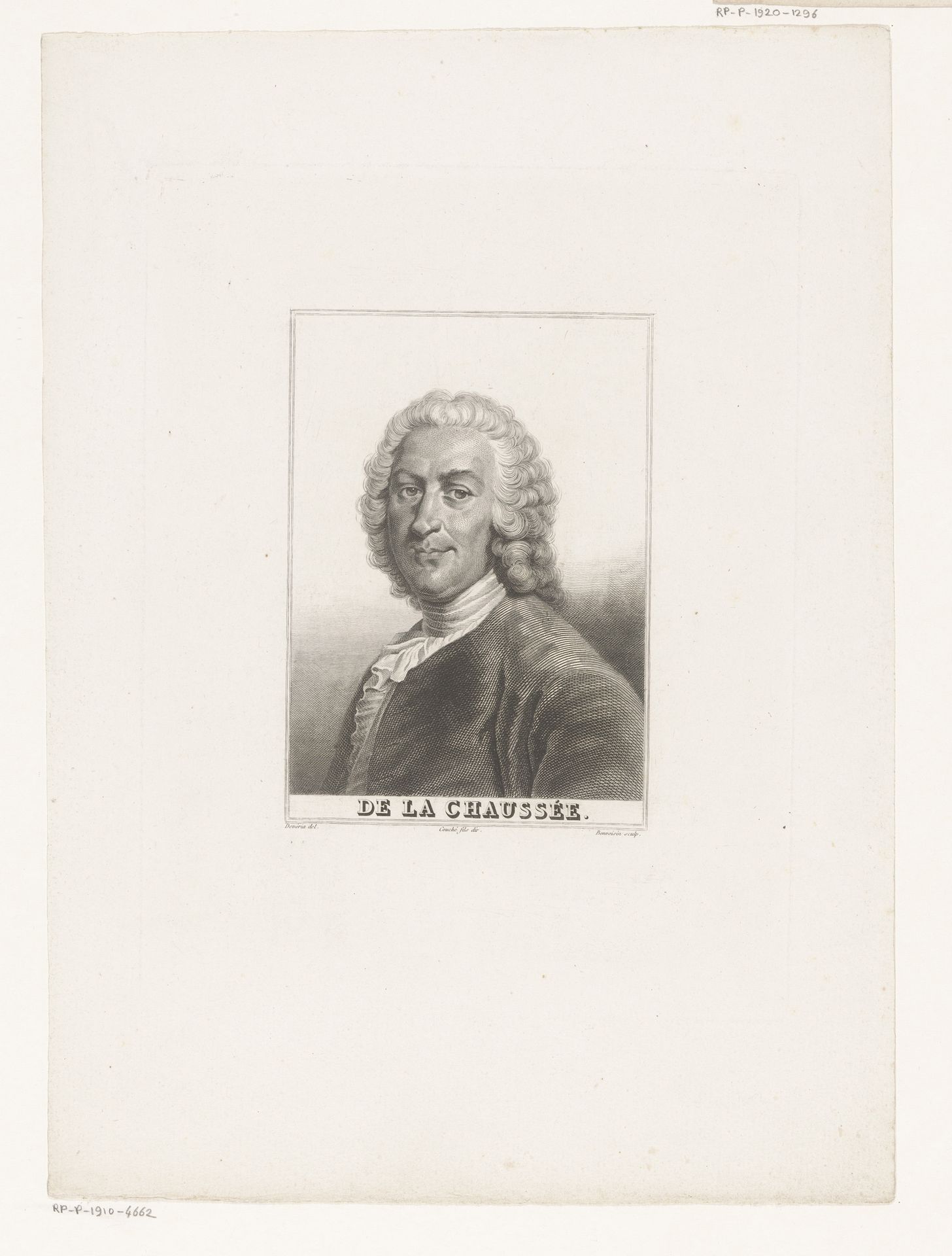 Portret van Pierre-Claude Nivelle de La Chaussée by Jean Bonvoisin