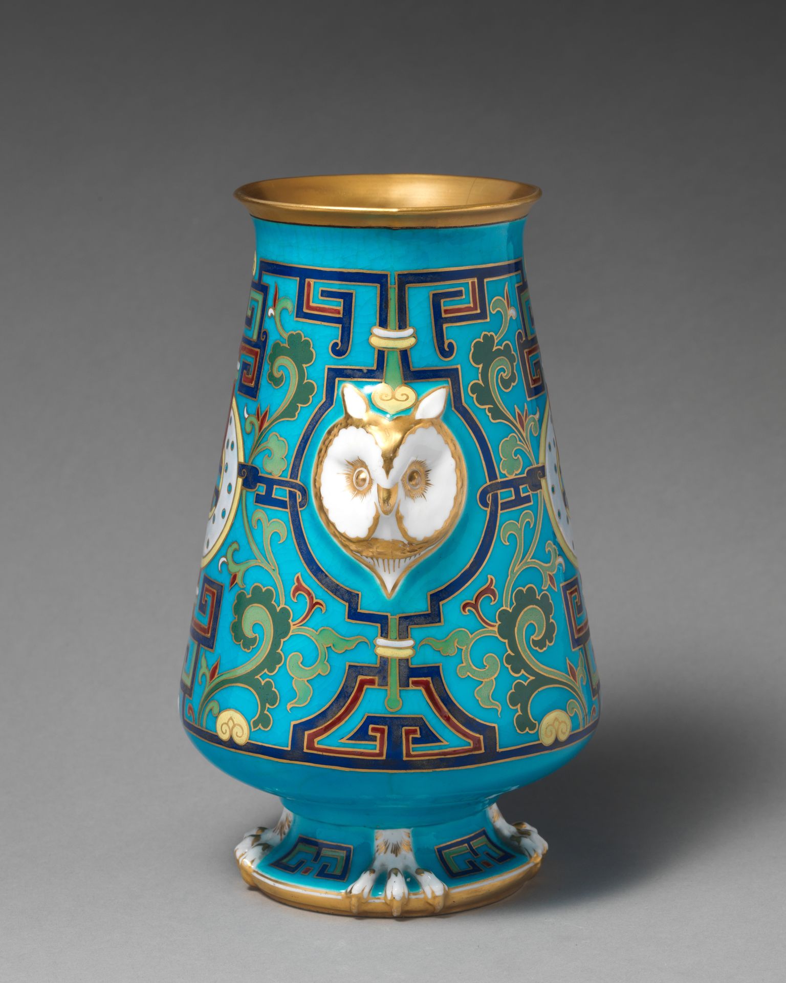 Vase with owl heads and "cloisonné" decoration by Minton(s)