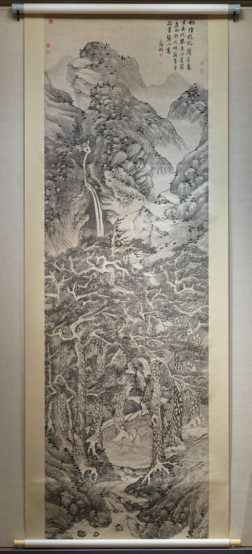 Recluse playing the zither in a pine grove by Wen Zhengming
