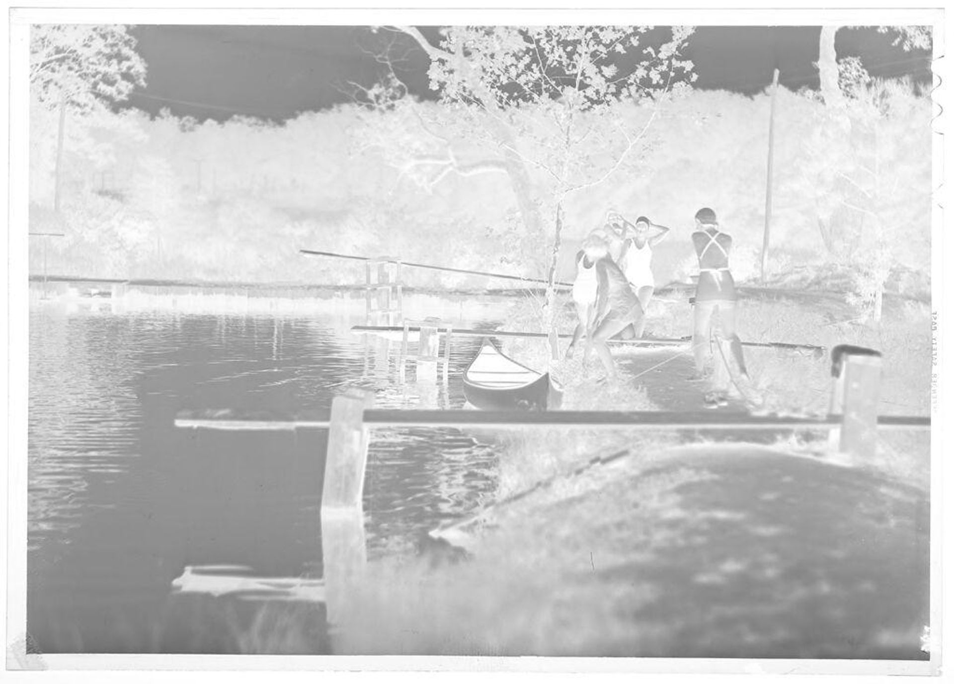 Untitled (girl scouts in swimsuits by canoe) by Hamblin Studio