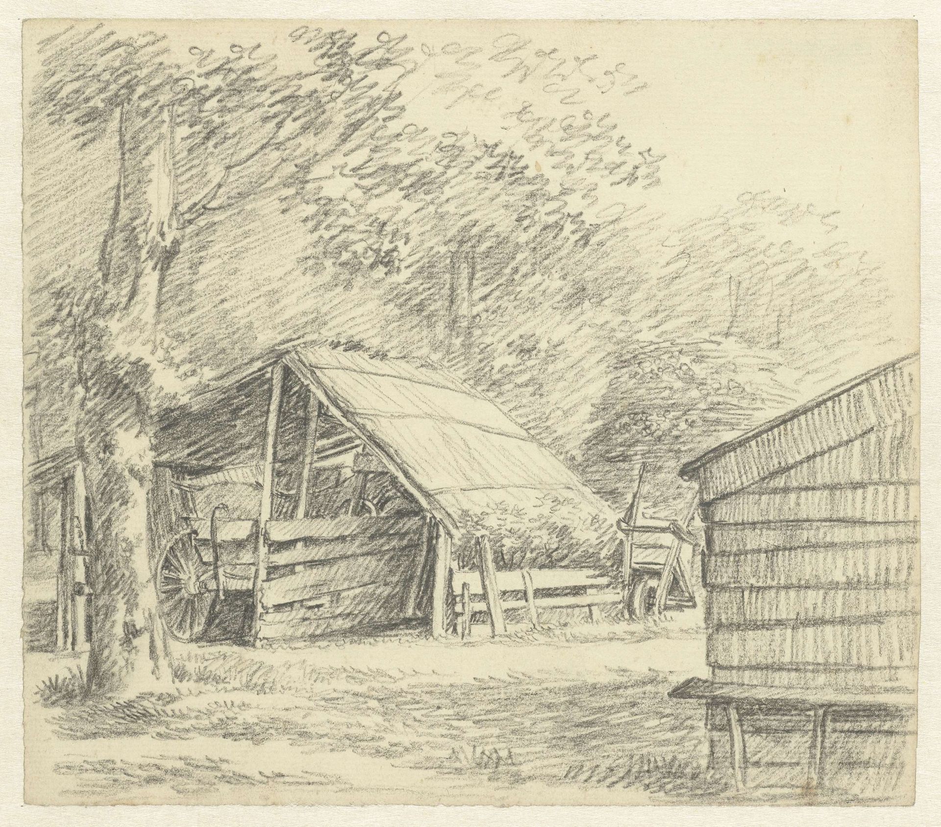 Schuren tussen bomen by Egbert van Drielst