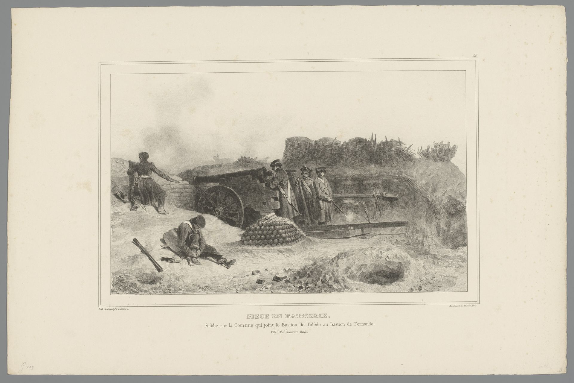 Geschut in actie, 1832 by Auguste Raffet