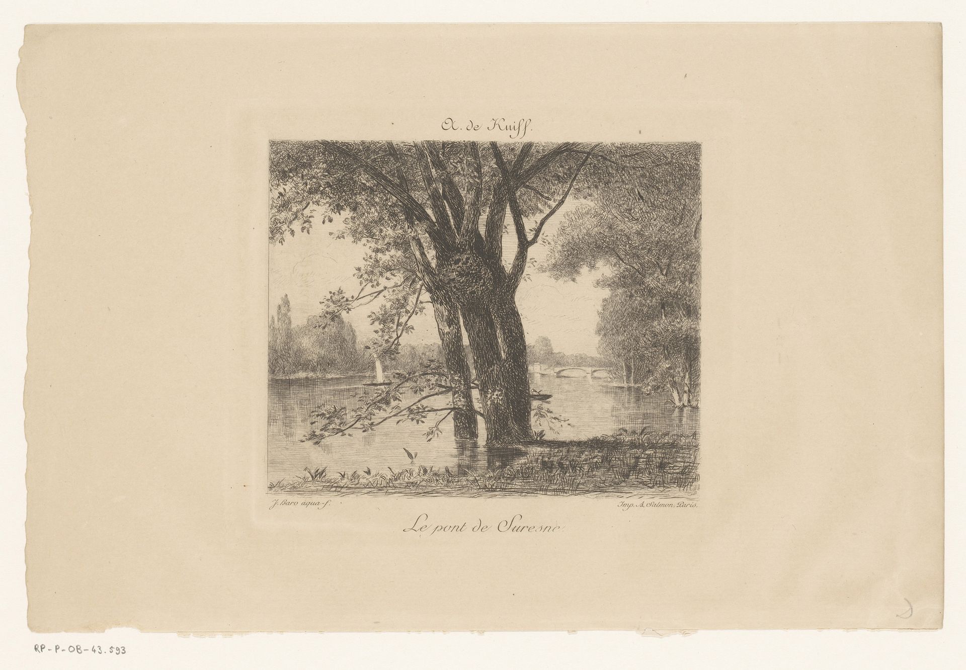 Gezicht op de brug bij Suresnes by Jules Haro