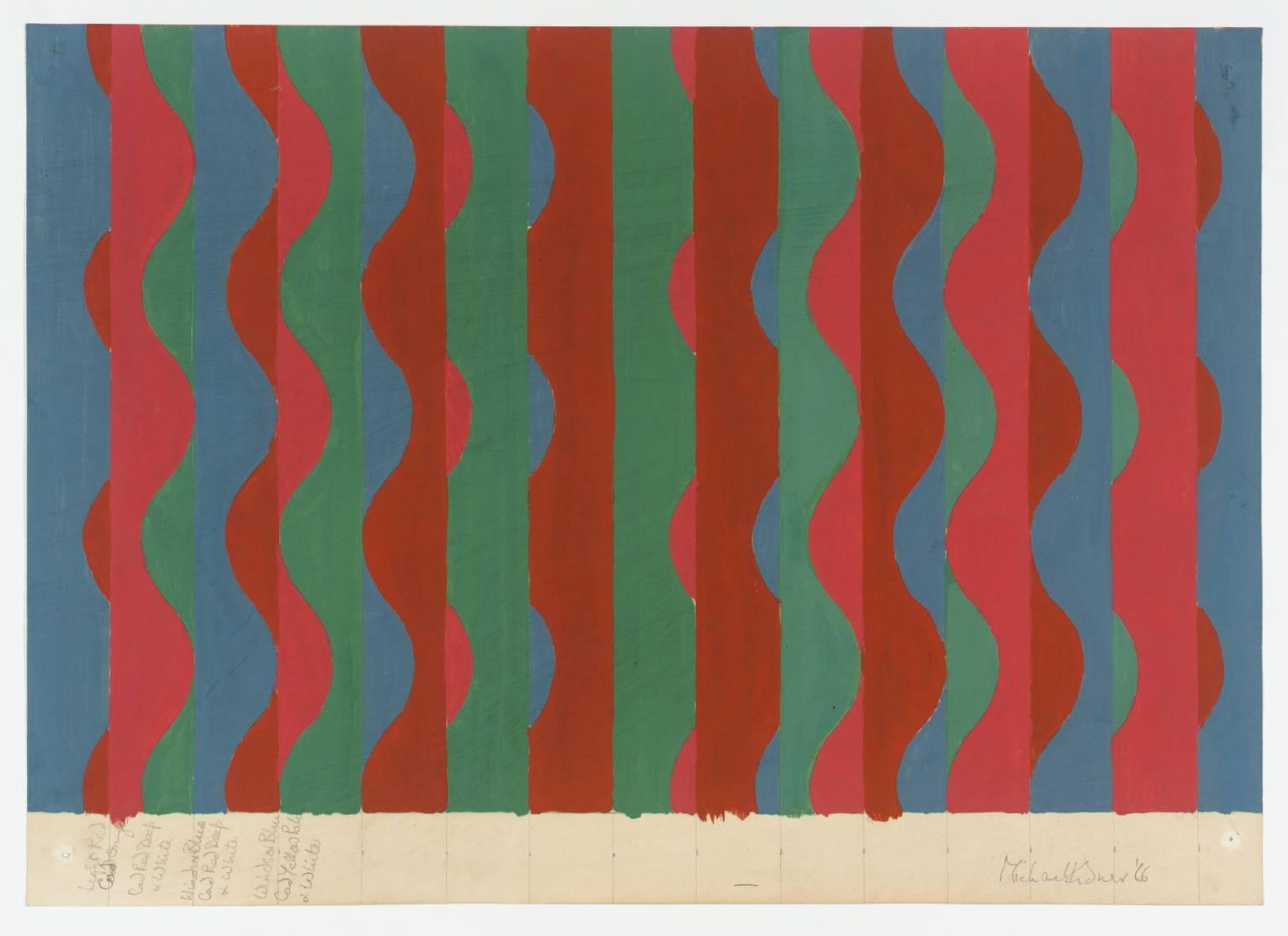 Wavy Stripe: Green, Blue, Orange, Red by  Michael Kidner