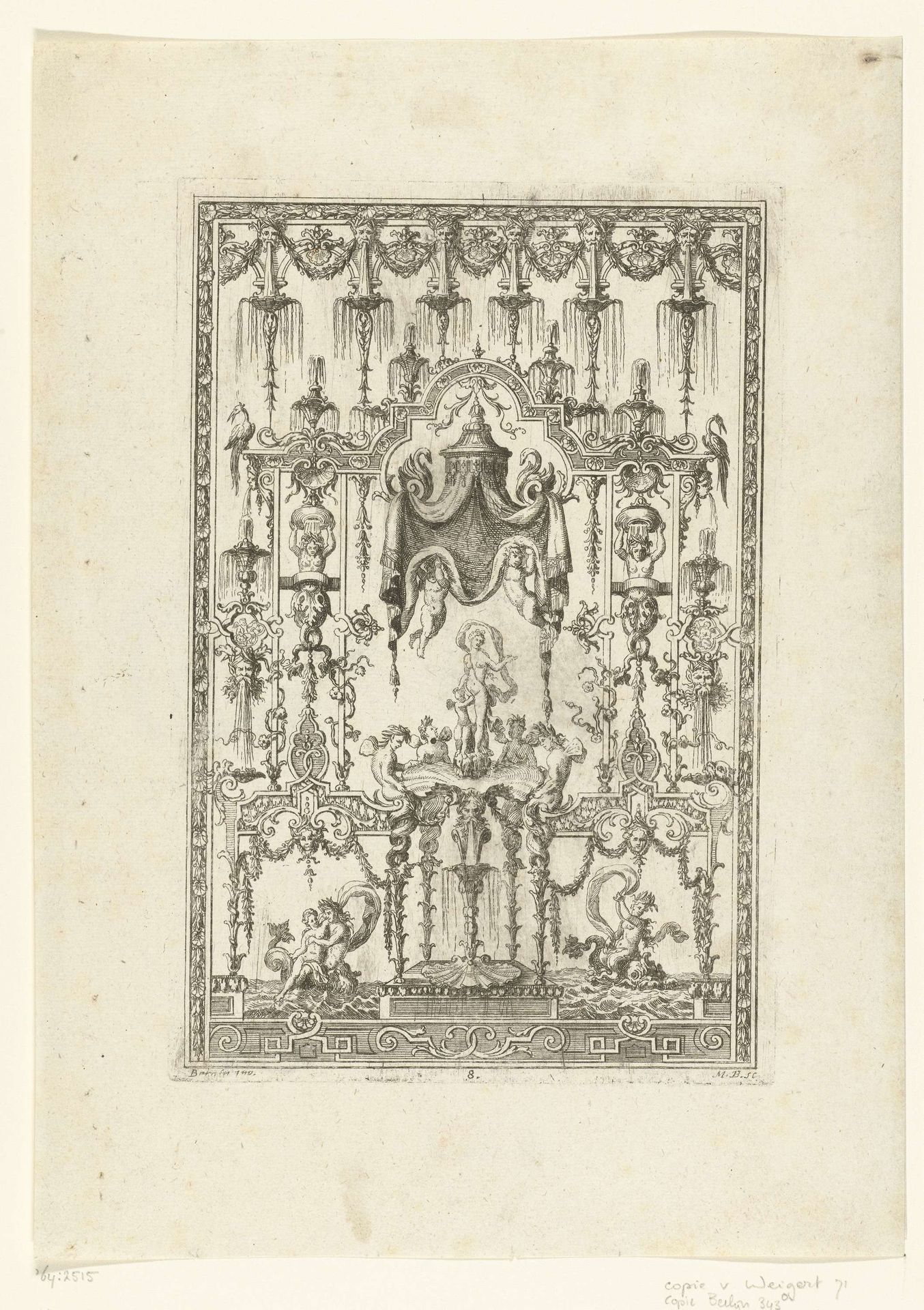 Moderne grotesken met Venus en Cupido by Moritz Bodenehr