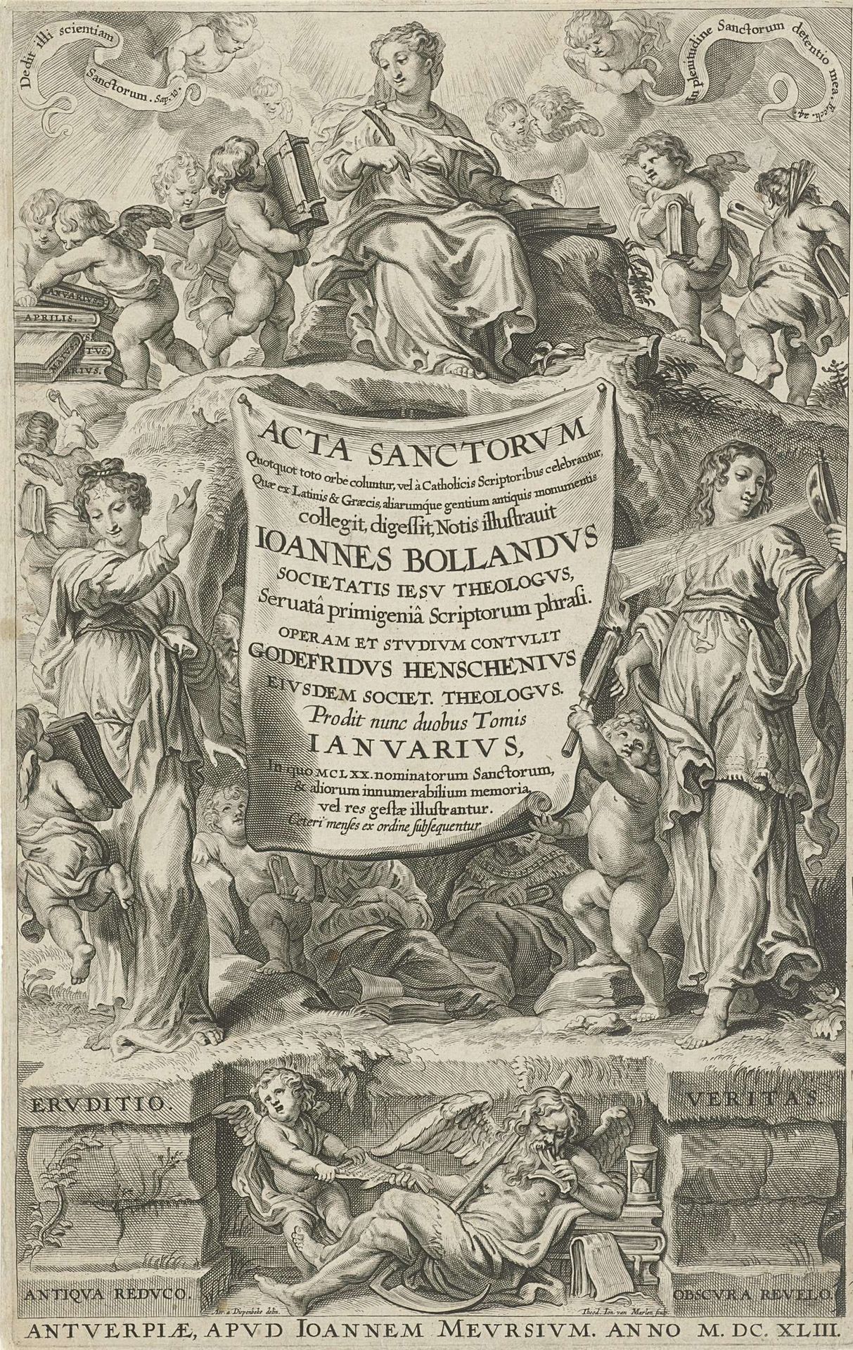 Allegorie met Geschiedenis, Geleerdheid en Waarheid by Theodor van (II) Merlen