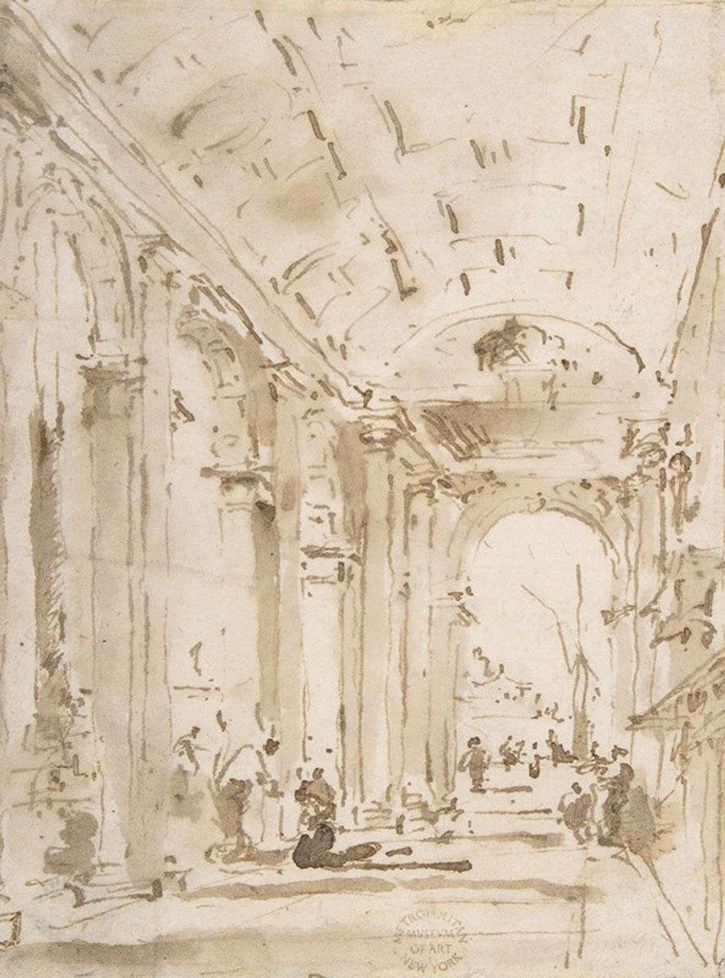 The Arcade of the Libreria, Looking Toward San Giorgio Maggiore by Francesco Guardi