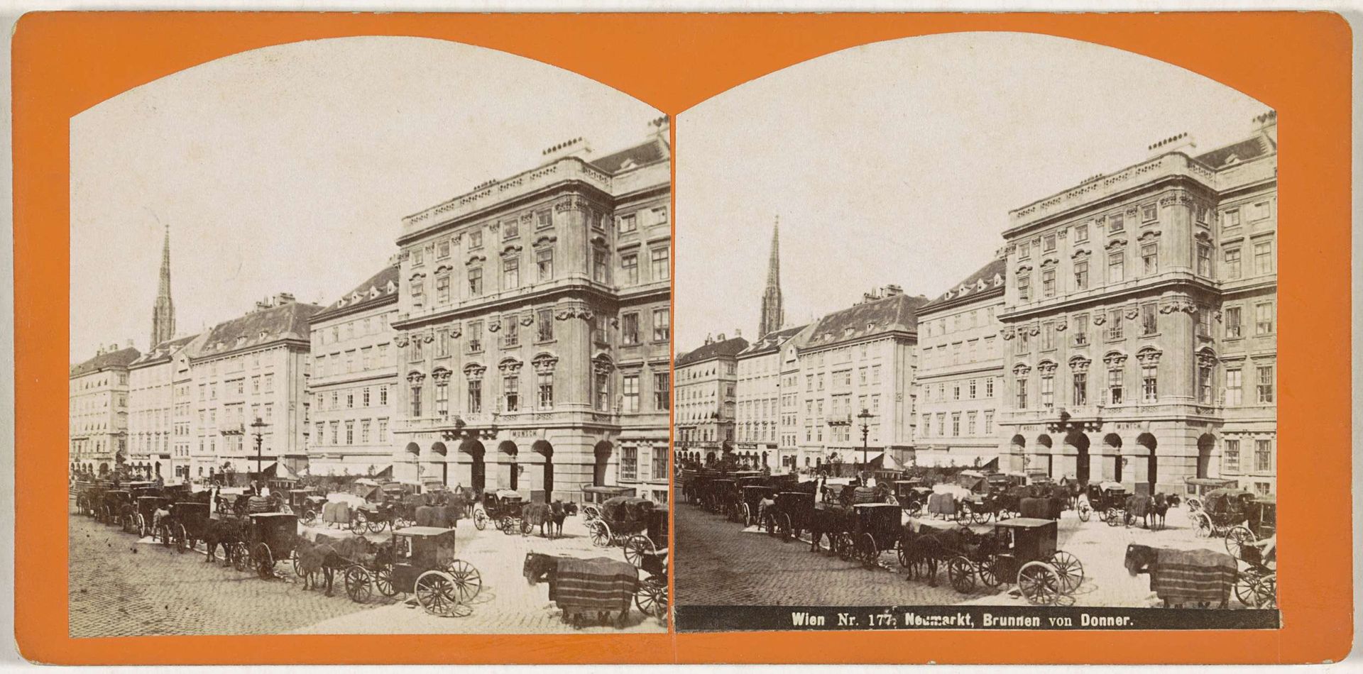 Rijtuigen bij de Donnerfontein op de Neuer Markt, Wenen by J. Stauda