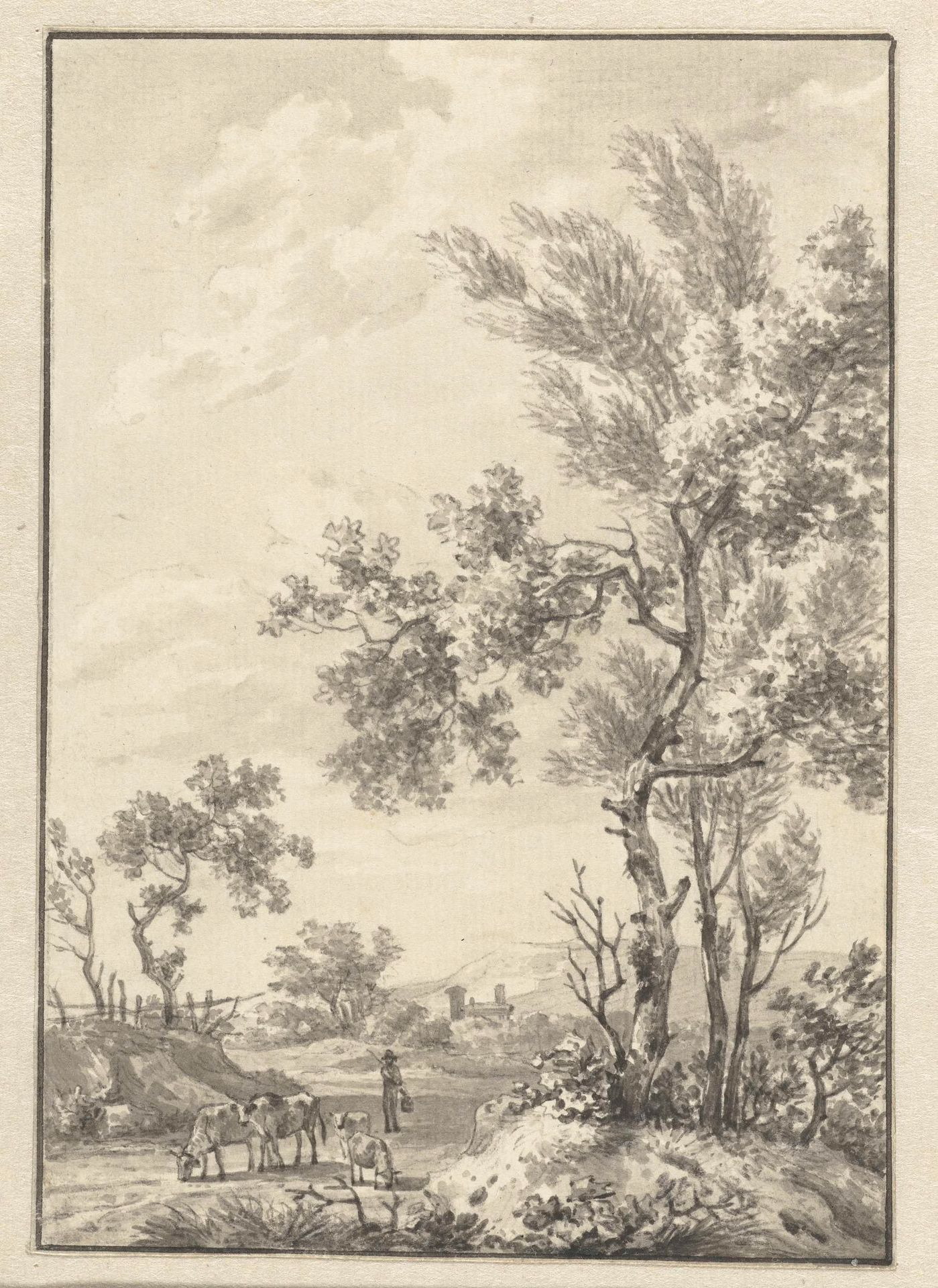 Landschap met vier koeien by C. van Dokkum