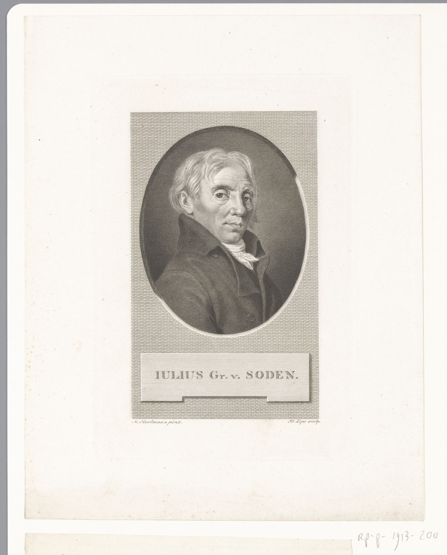 Portret van Julius von Soden by Johann Heinrich Lips