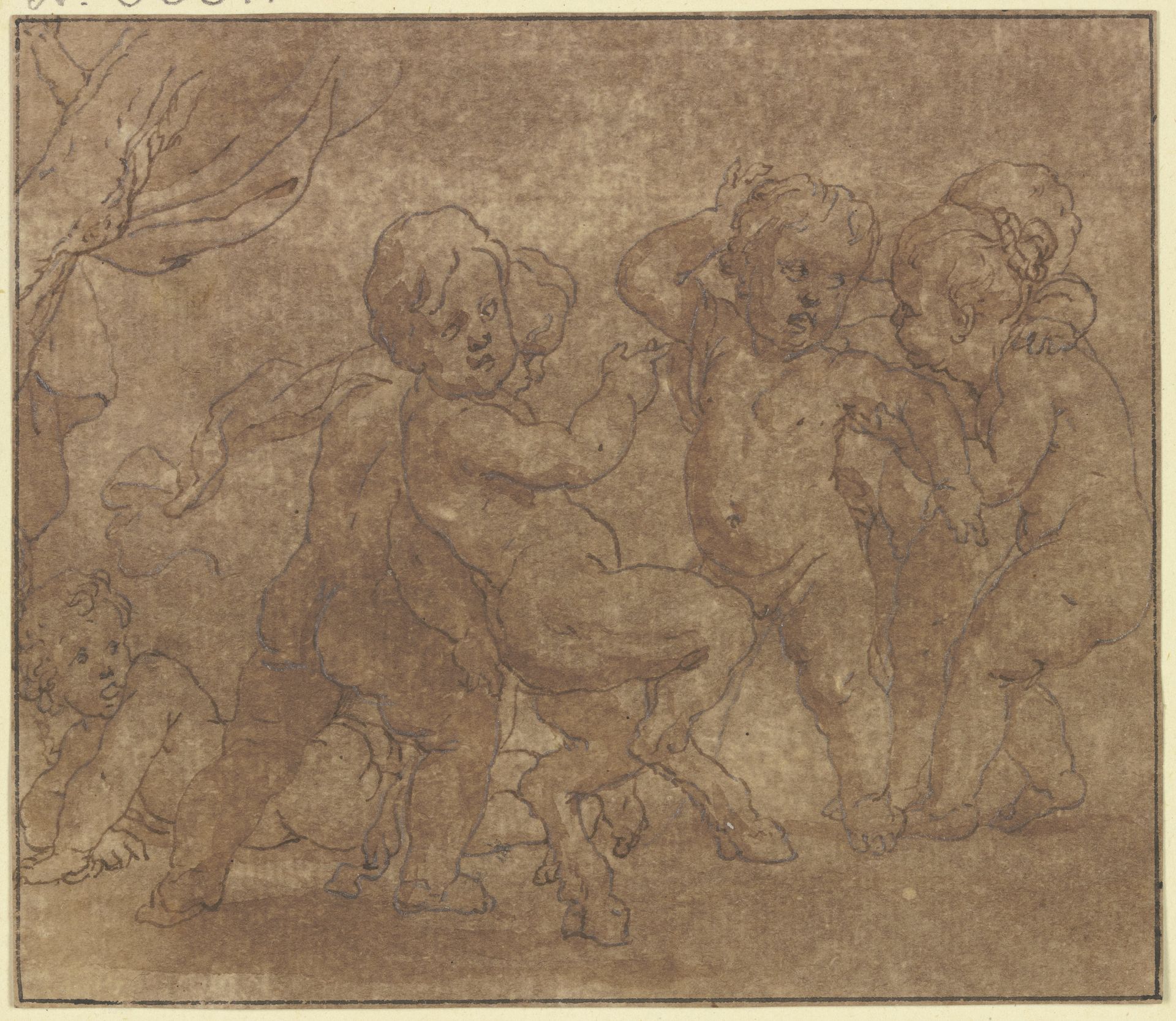 Sechs tanzende nackte Kinder, eines davon hat Ziegenfüße by Gerard de Lairesse