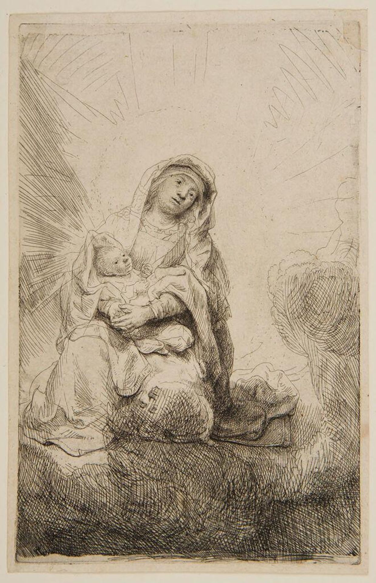 Virgin and Child in the Clouds by Rembrandt van Rijn