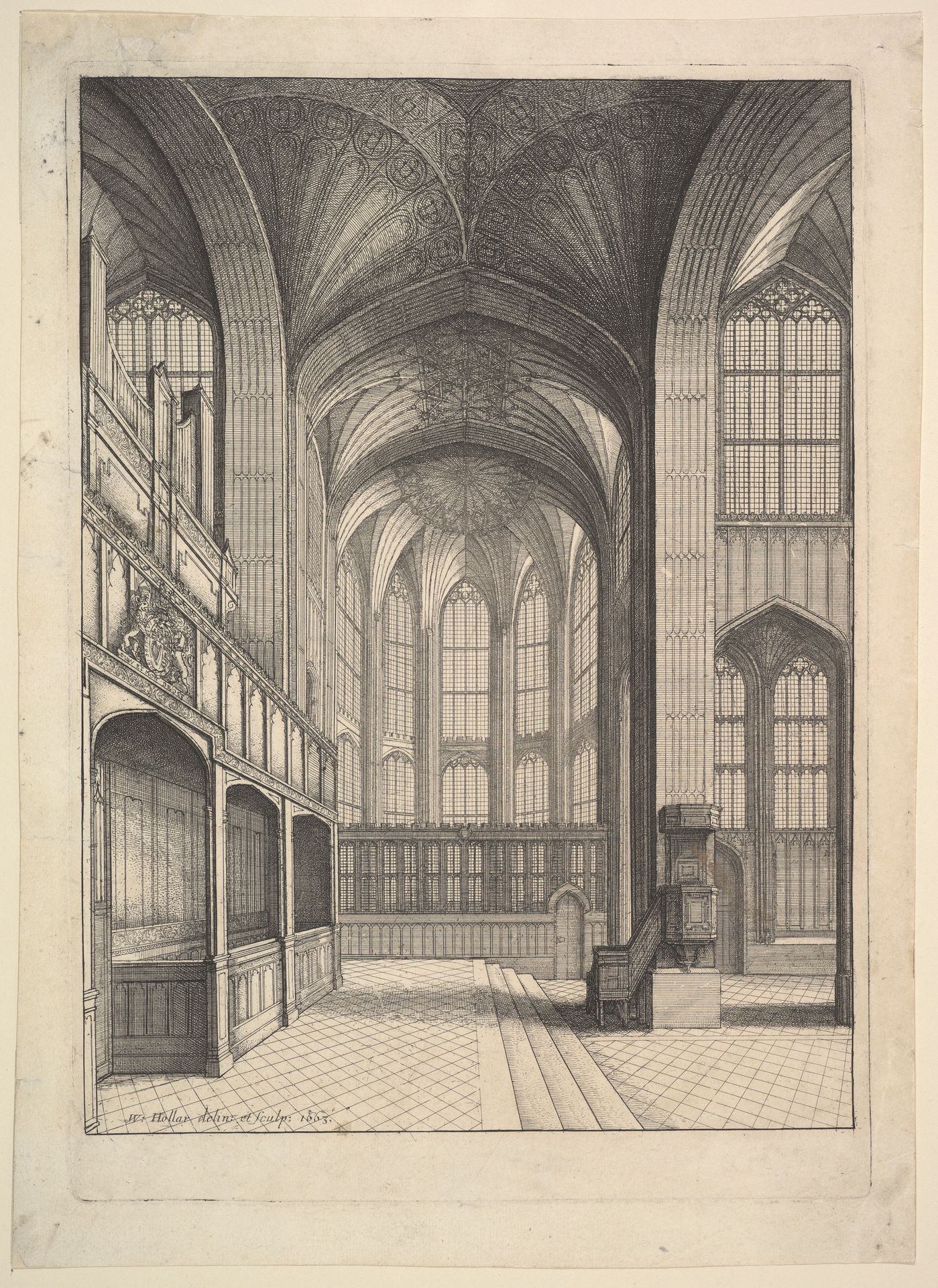 Bray's Chapel in St. George's Chapel, Windsor (from Elias Ashmole's "The Institution, Laws & Ceremonies of the most Noble Order of the Garter," London 1672) by Wenceslaus Hollar