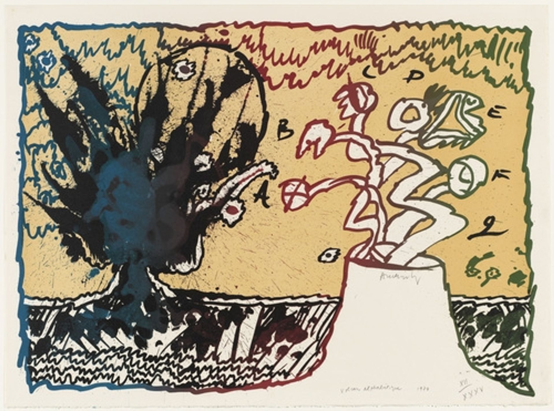 Alphabetical Volcano (Volcan Alphabétique) by Pierre Alechinsky