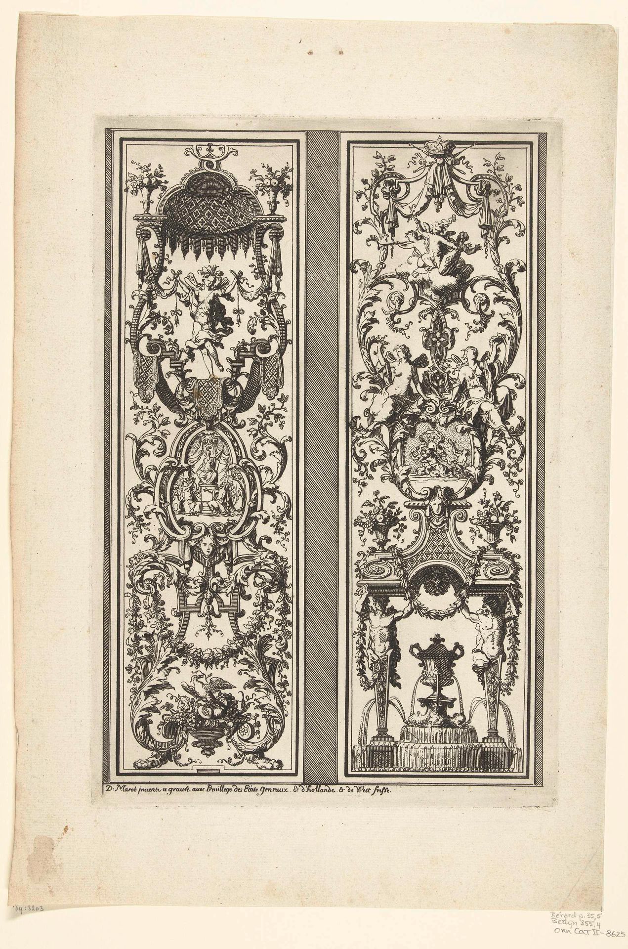 Twee verticale panelen by Daniël (I) Marot